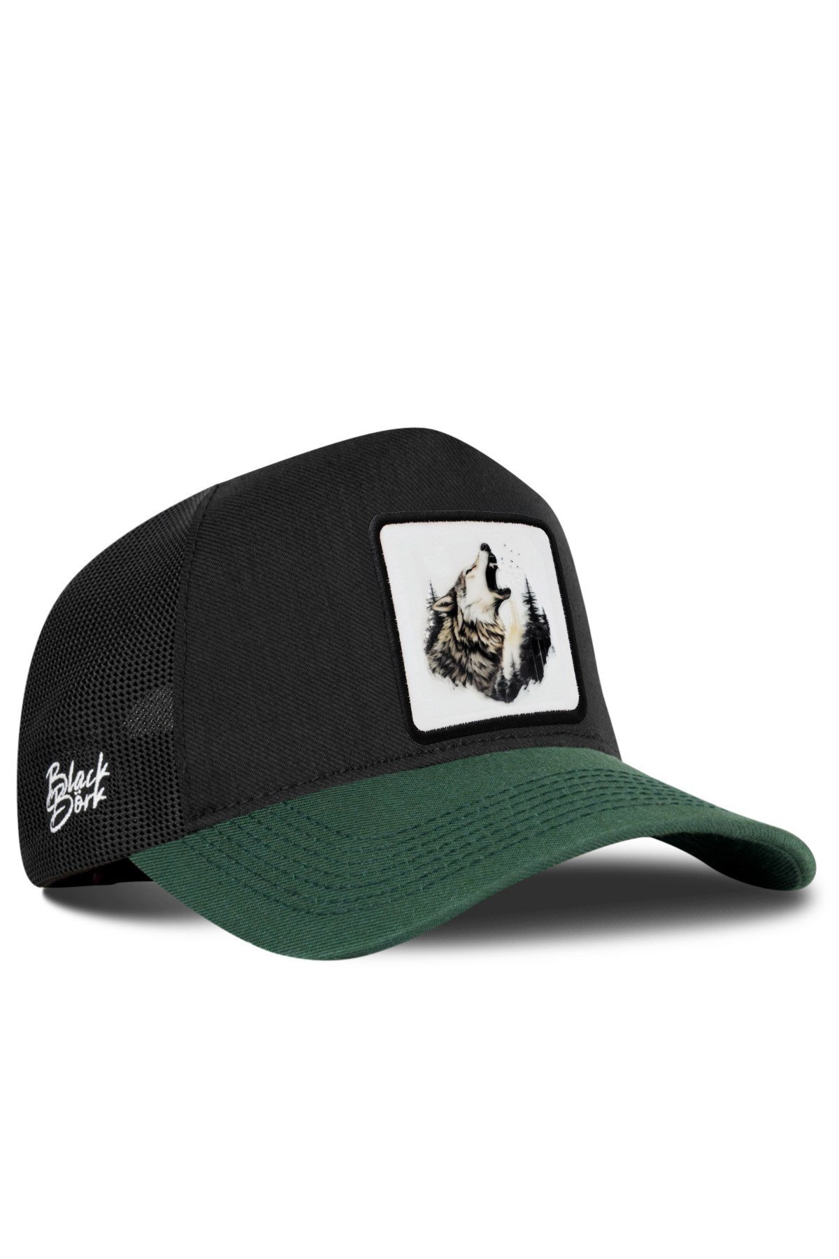 Kurt Logolu Cordura Petrol Yeşili-Siyah Trucker Şapka