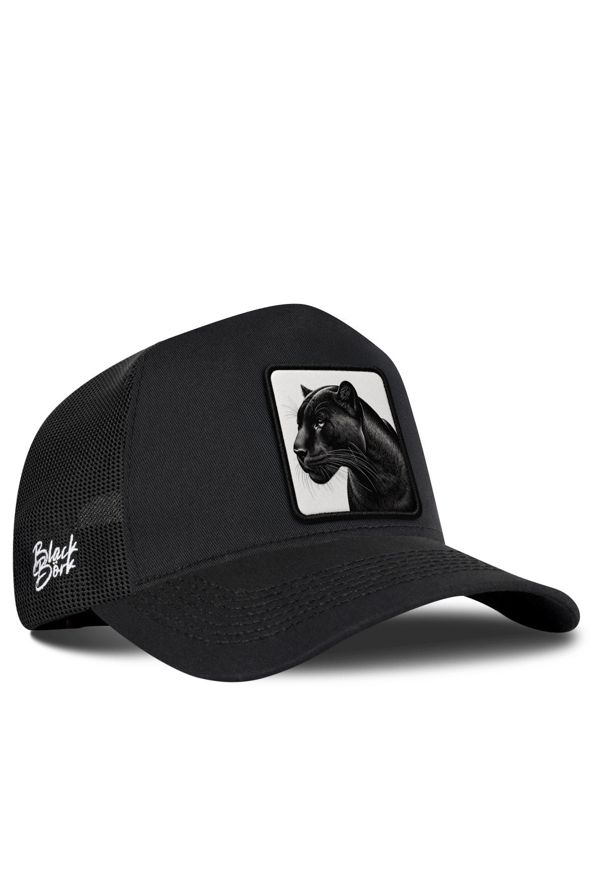 Panter Logolu Siyah Trucker Şapka