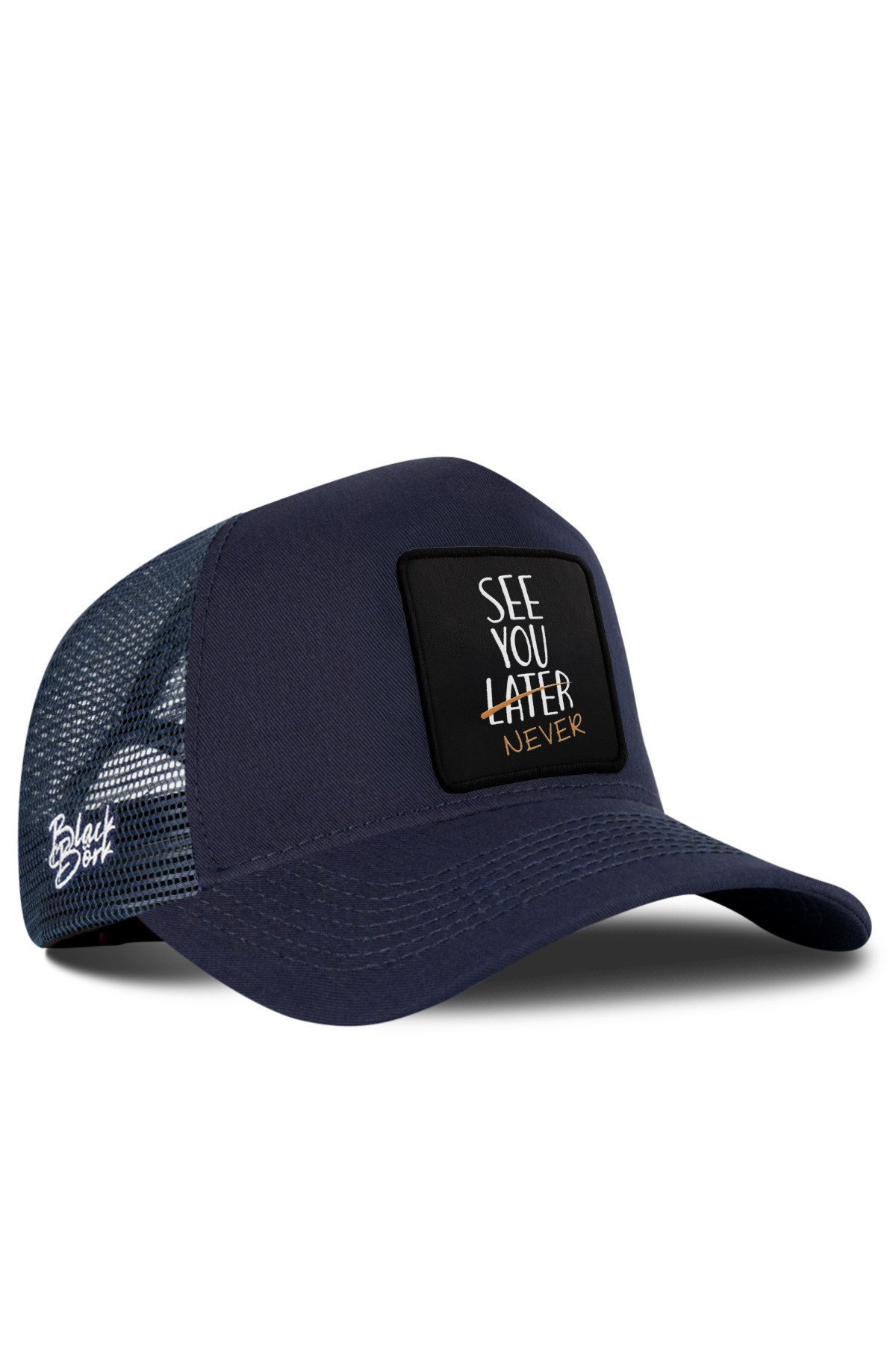 See You Later Never Logolu Lacivert Trucker Şapka