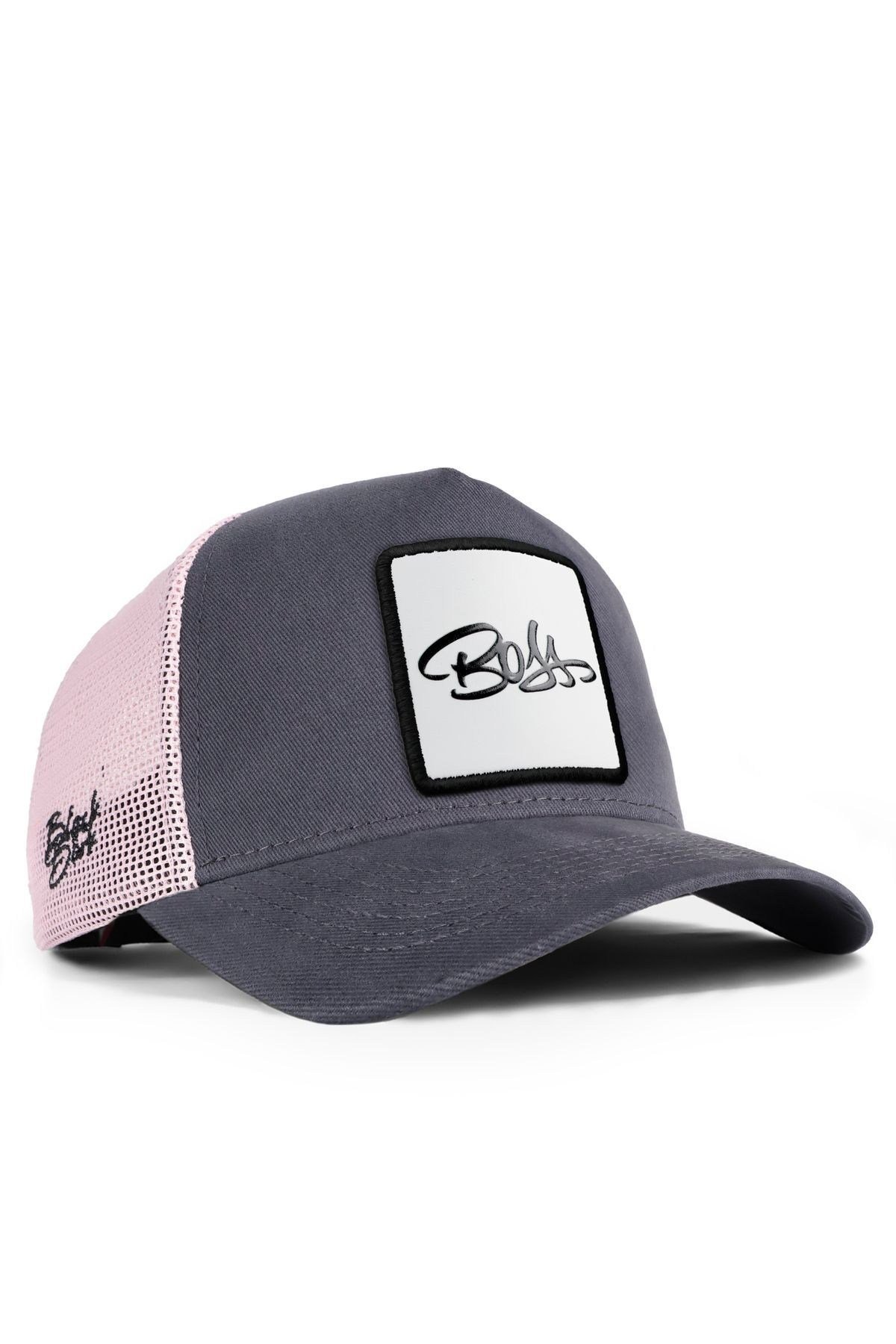 V1 Trucker Boss - 1bs Kod Logolu Unisex Antrasit-pembe Şapka (CAP)