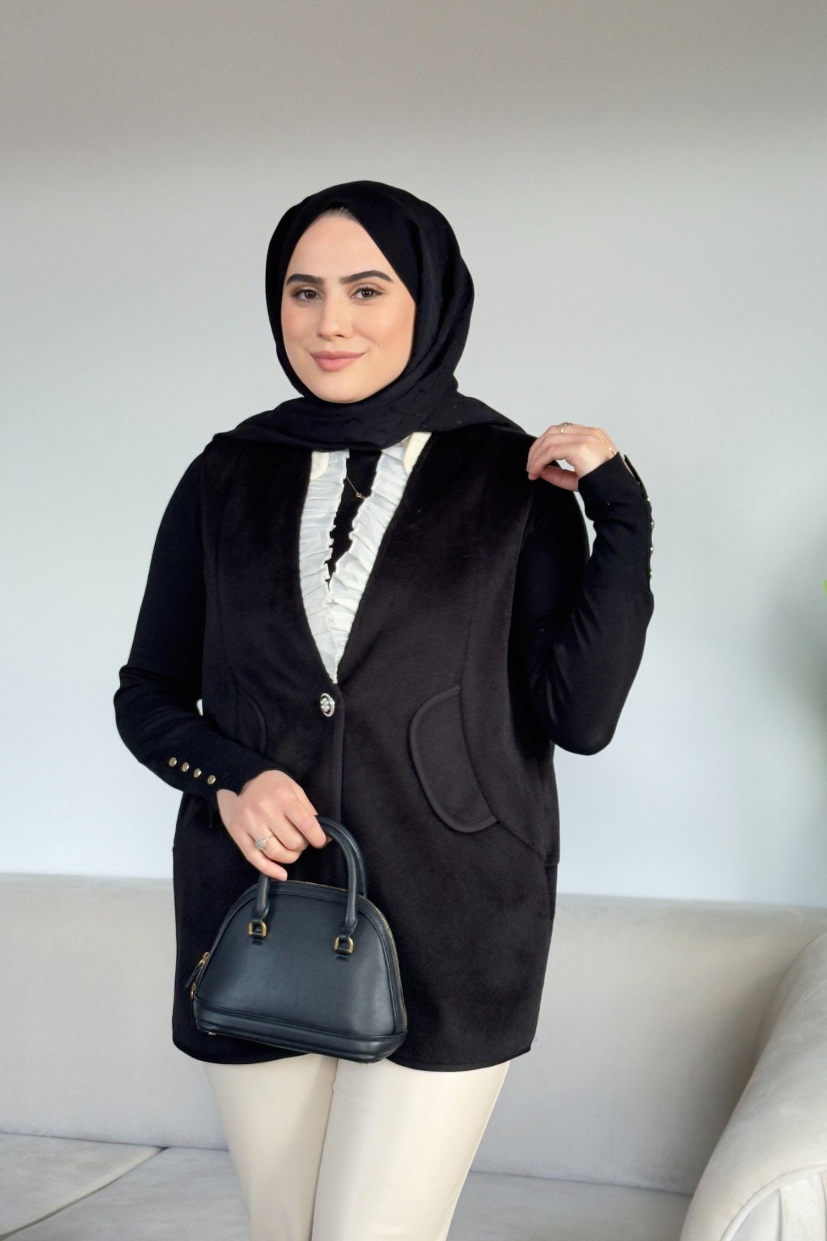 Arden Kaşe Yelek | Siyah
