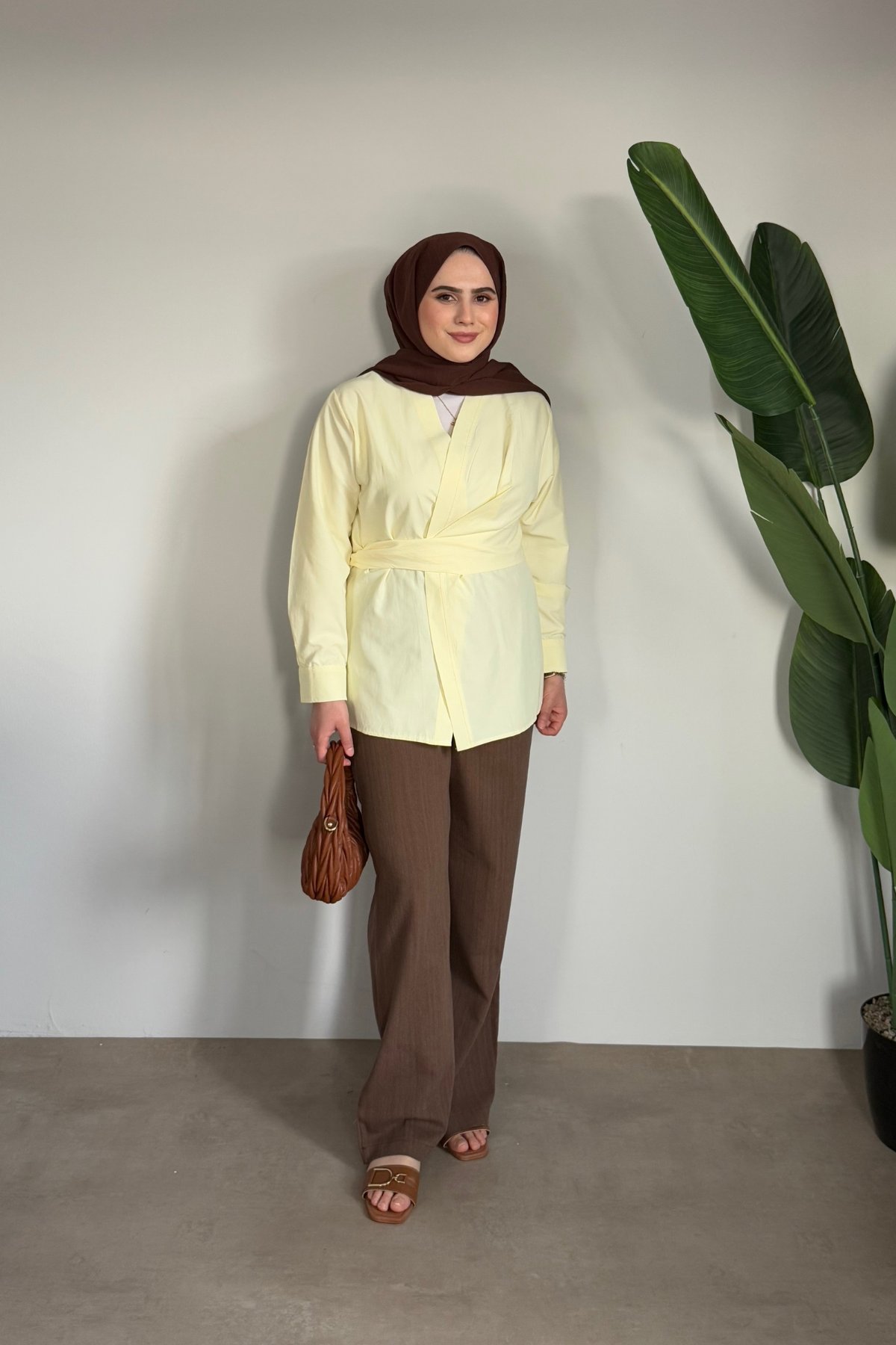 Bloom Bağlamalı Kimono Gömlek | Sarı