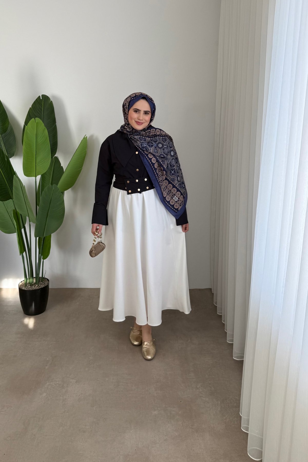 Liza Gold Düğmeli Gömlek | Lacivert
