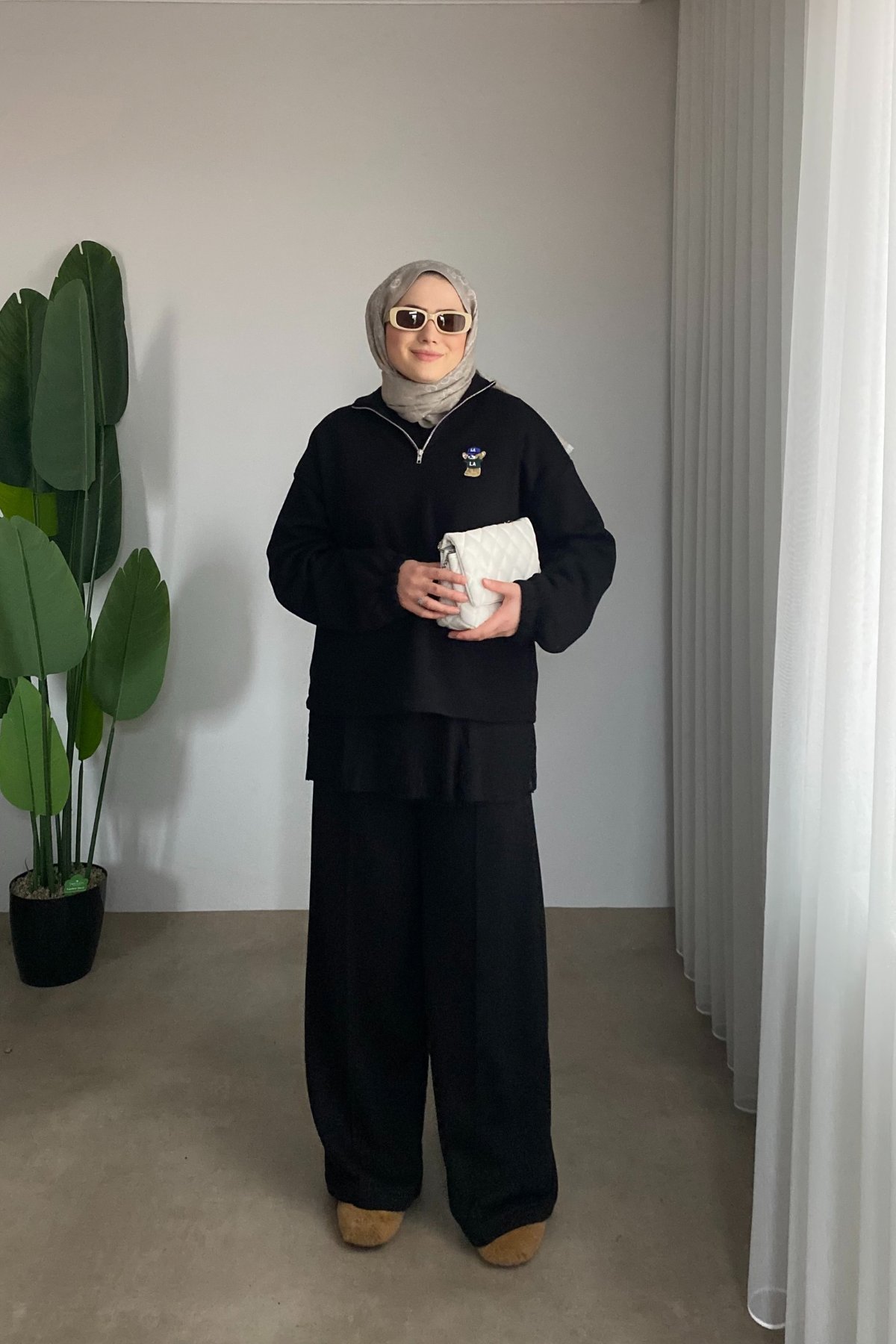 Mini Teddy Desenli Sweat | Siyah