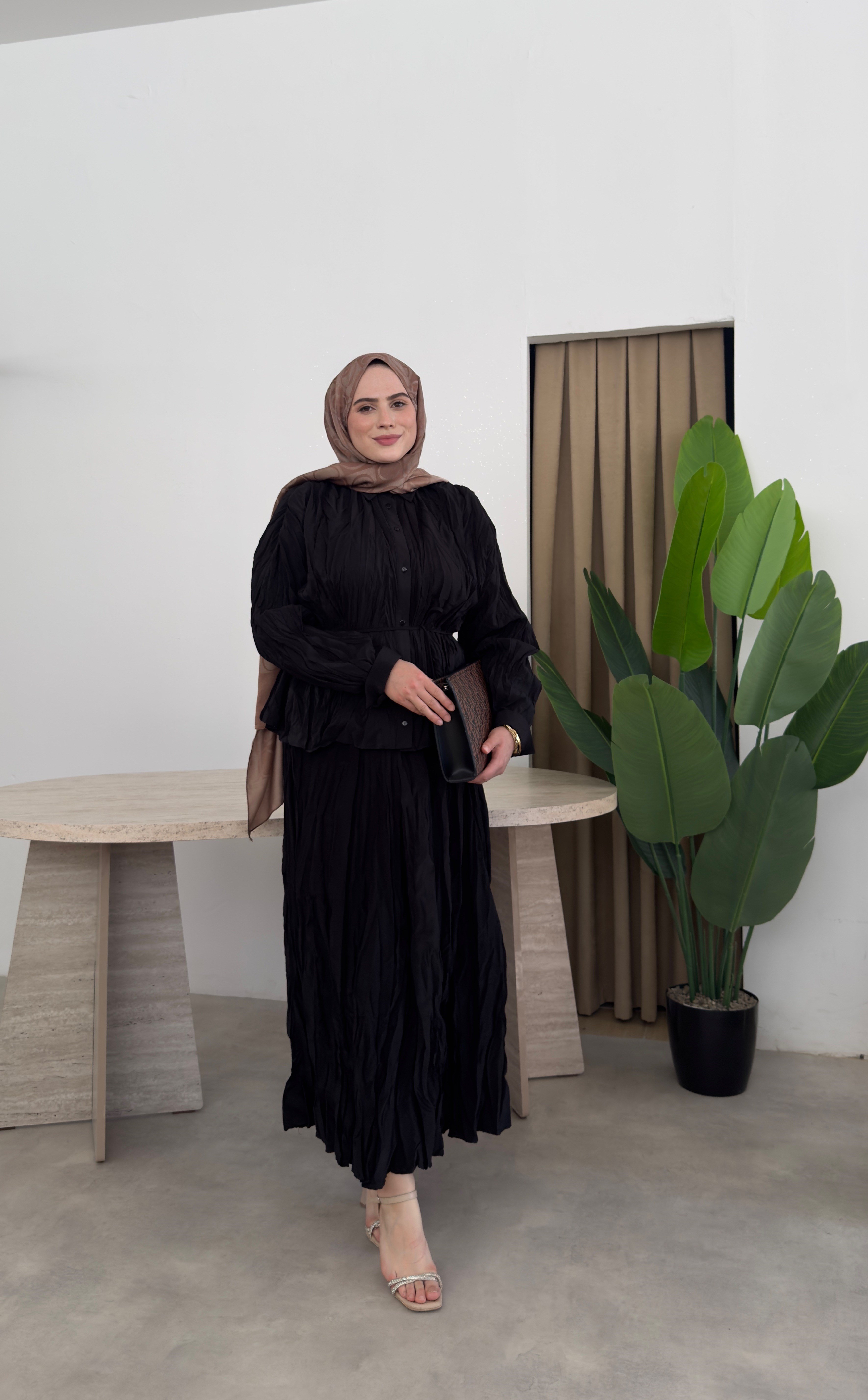 Sima Kraş Etekli Takım - Siyah