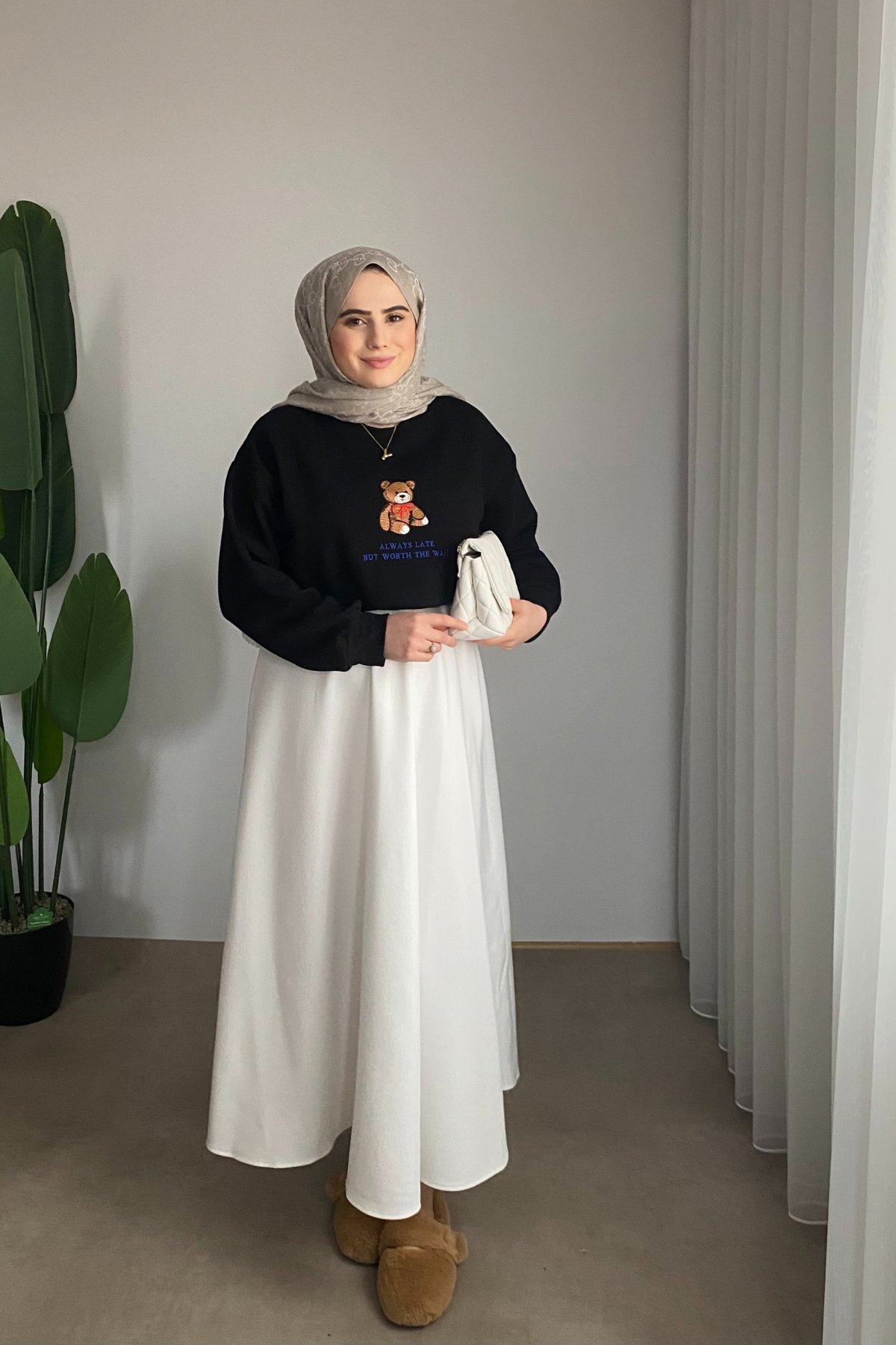 Teddy Desenli Sweat | Siyah