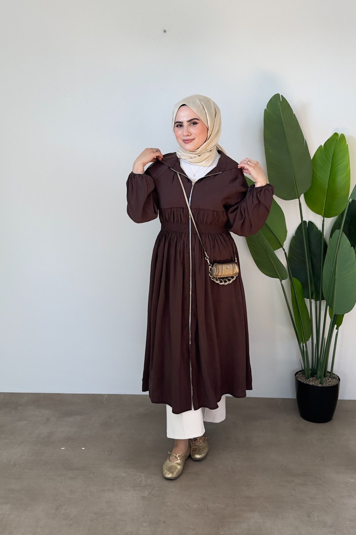 Vera Modal Fermuarlı Kap | Kahve