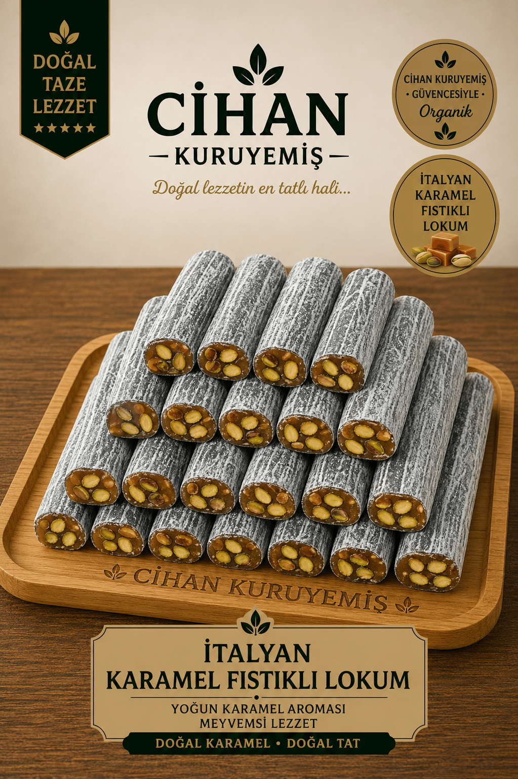 İtalyan Karamel Fıstıklı Fitil Lokum