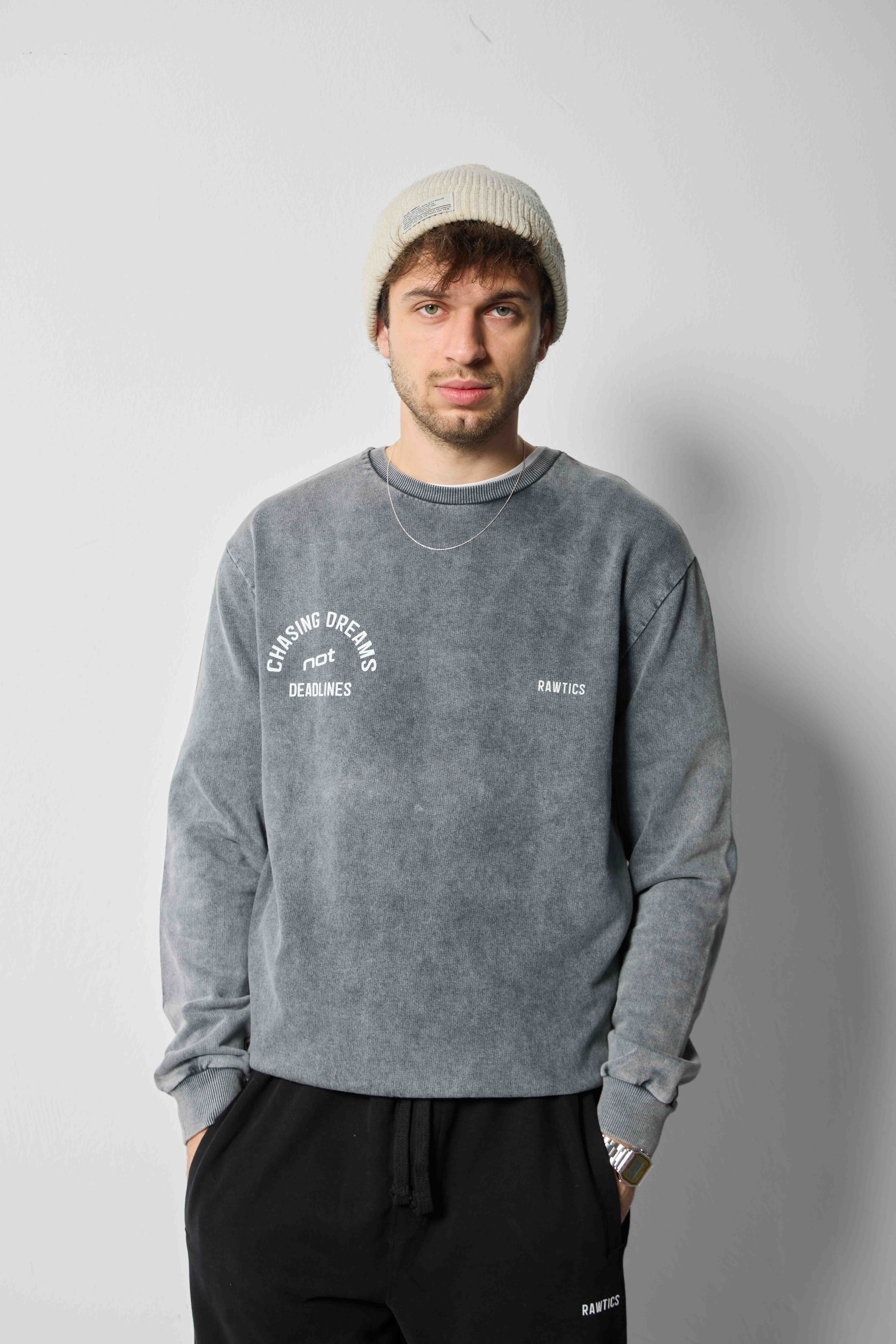 Yıkamlı Gri Sweatshirt