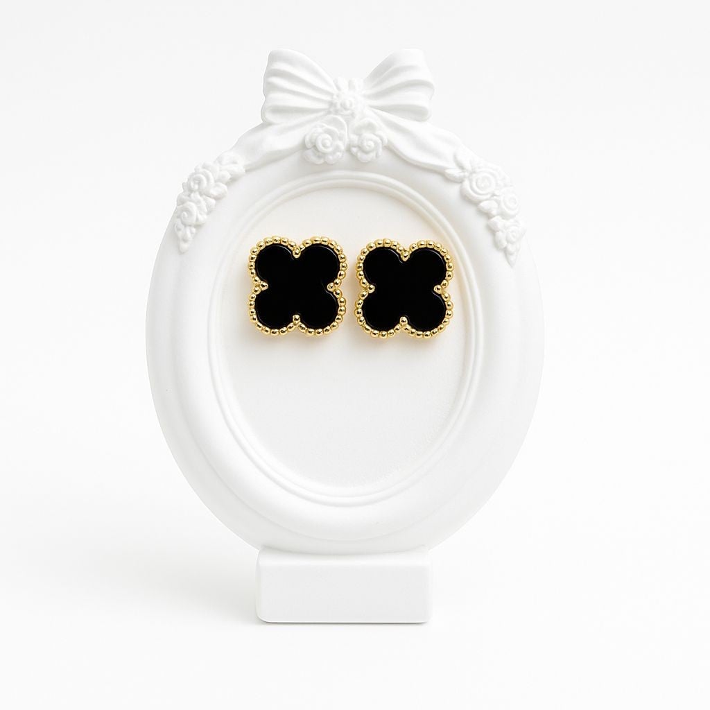 Leaf Black Earring