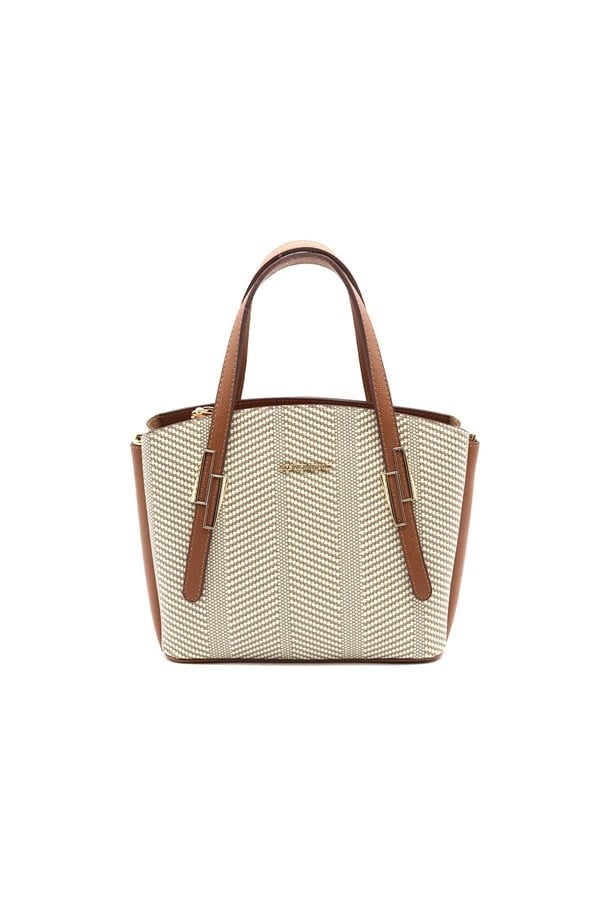 Silver & Polo SP1021 Kadın El Çantası Hasır Bej-Taba