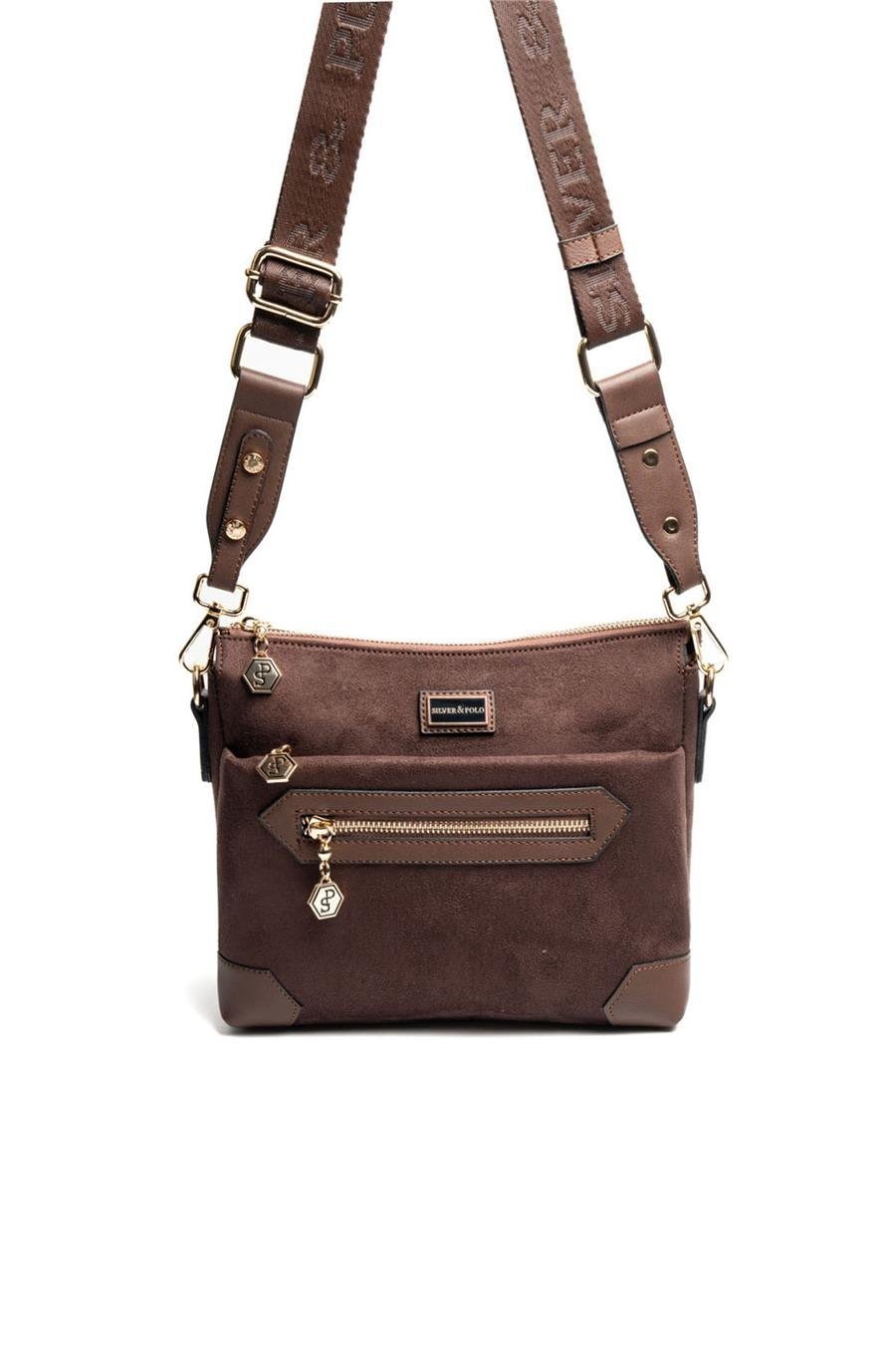 Silver & Polo SP1110 Kadın Çapraz Çanta Süet Kahve