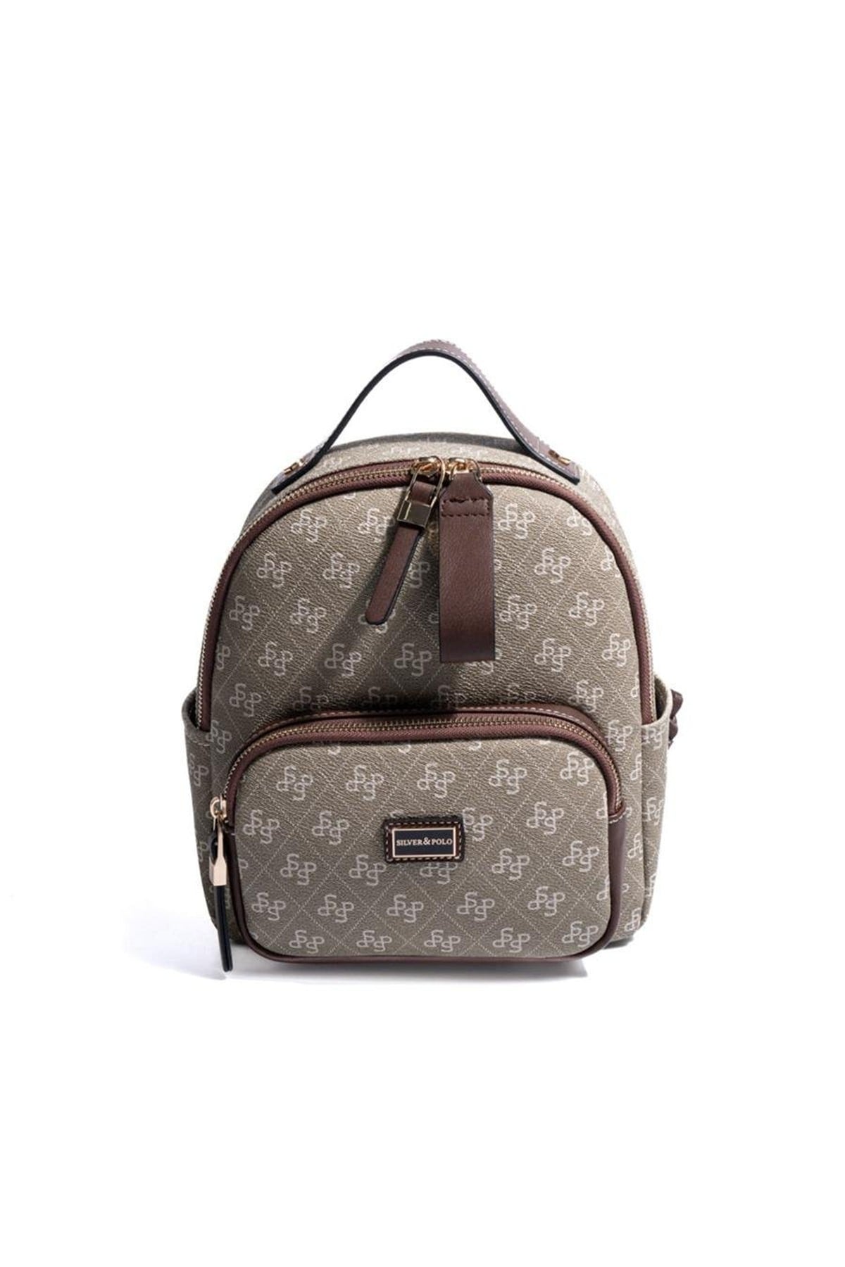 Silver & Polo SP1130 Kadın Sırt Çantası Monogram Y.Yeşil-Kahve