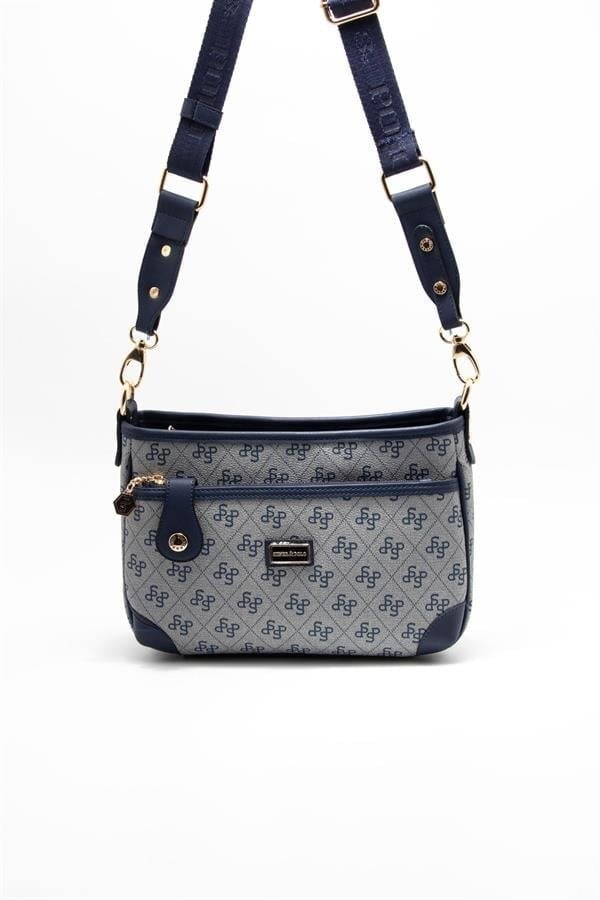Silver & Polo SP1160 Kadın Çapraz Çanta Monogram Gri-Lacivert
