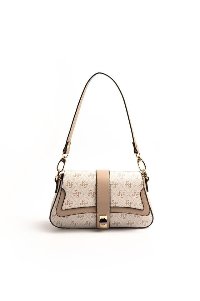 Silver & Polo SP1177 Kadın Omuz Çantası Monogram Bej-Kum