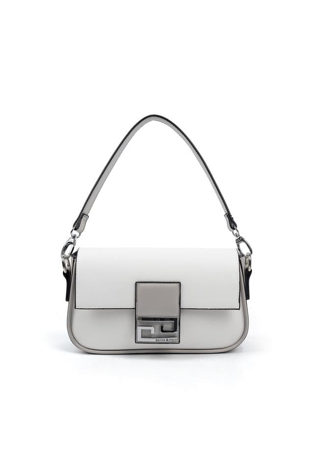 Silver & Polo SP1179 Kadın Omuz Çantası Düz Beyaz-A.Gri