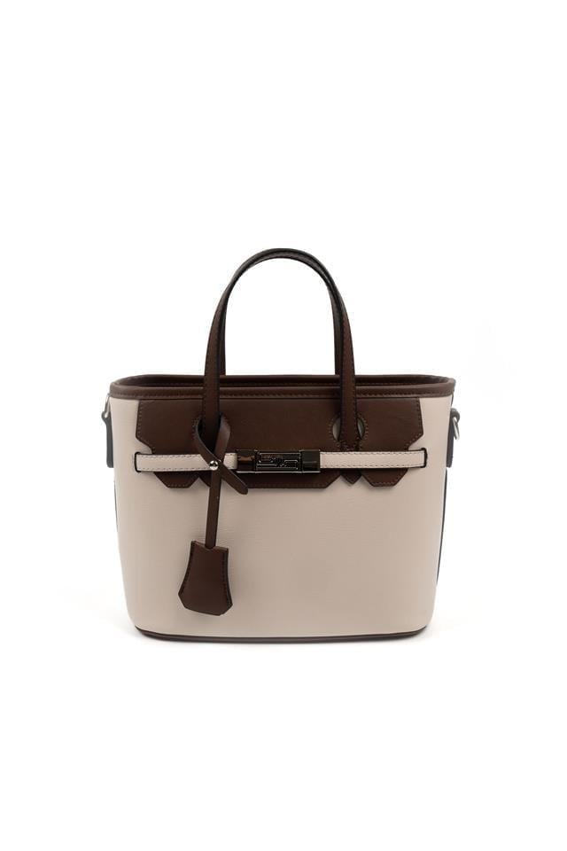 Silver & Polo SP1185 Kadın El Çantası Düz Bej-Kahve