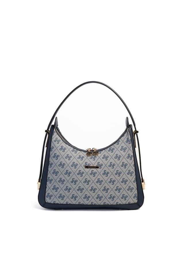 Silver & Polo SP1187 Kadın Omuz Çantası Monogram Gri-Lacivert