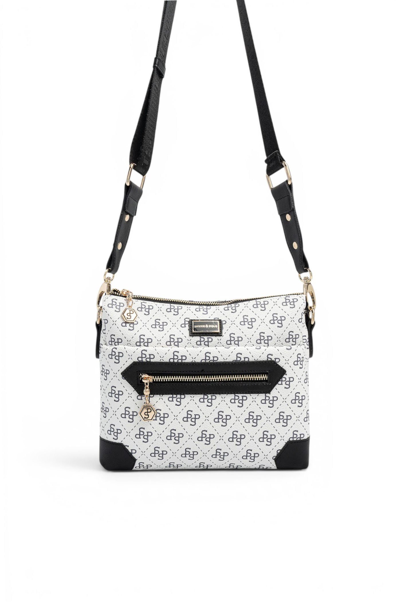 SP1110 Kadın Çapraz Çanta Monogram Beyaz - Siyah SP1110-M178