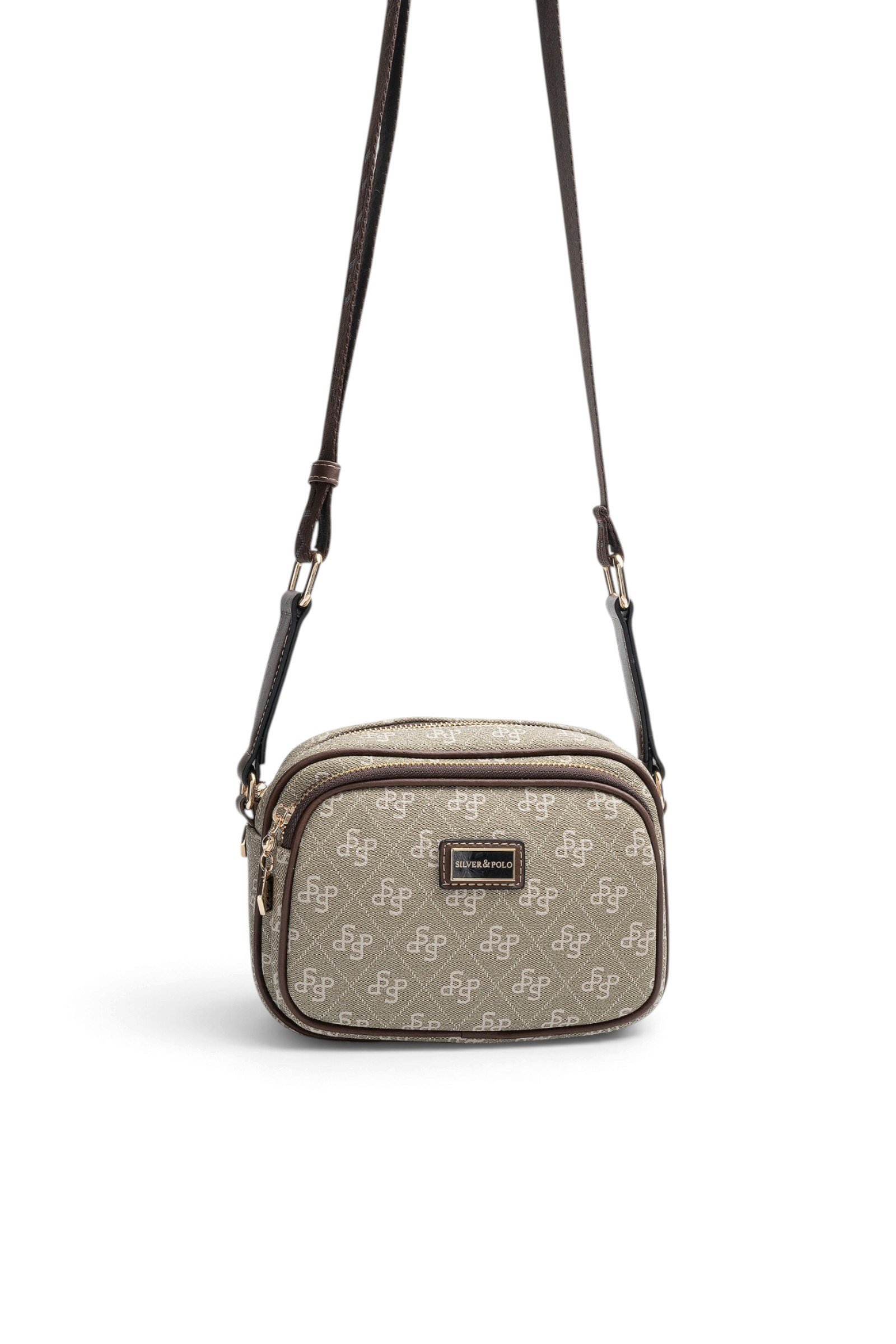 SP1111 Kadın Çapraz Çanta Monogram Y.Yeşil - Kahve SP1111-M178