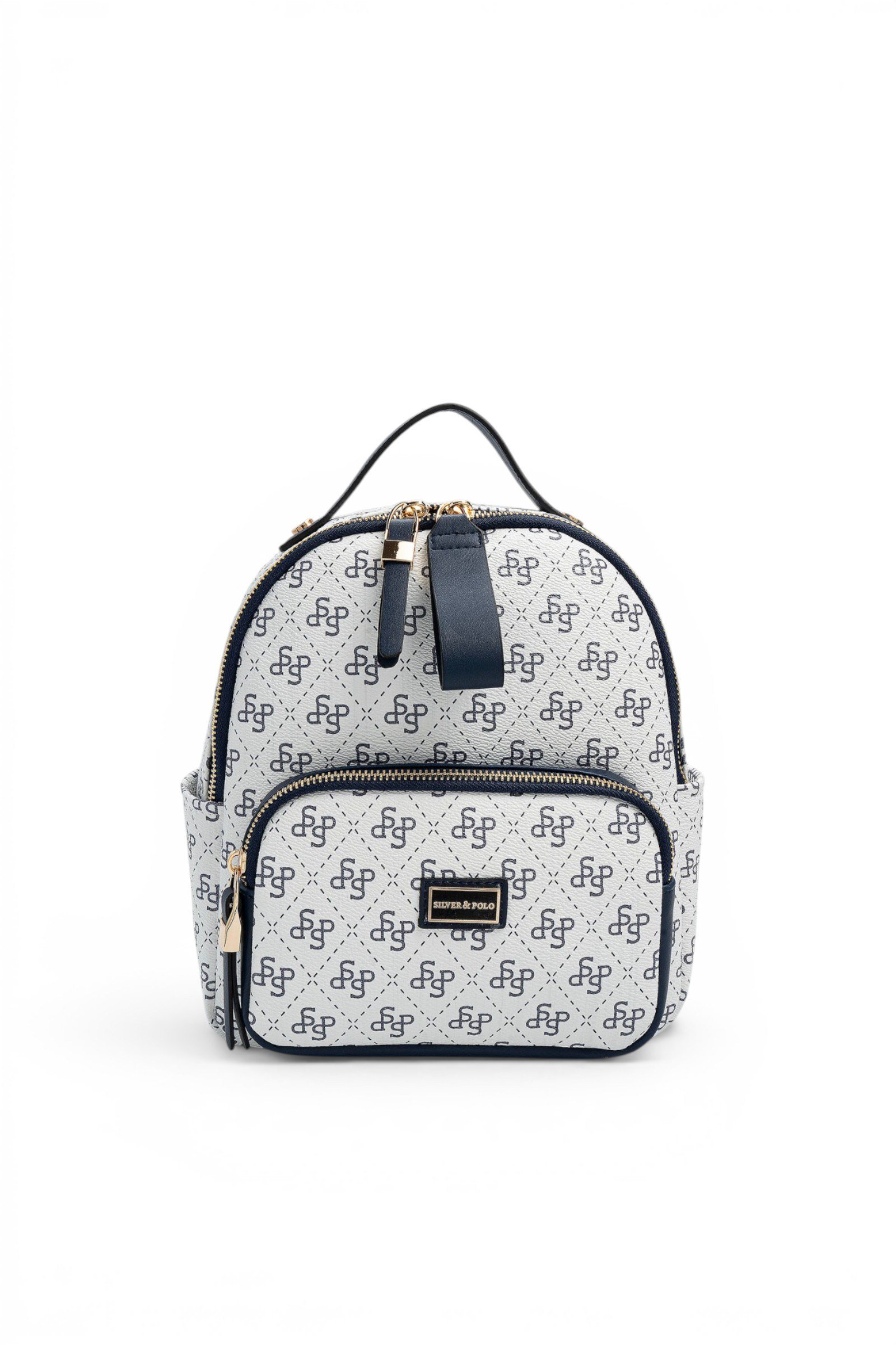 SP1130 Kadın Sırt Çantası Monogram Beyaz - Lacivert SP1130-M178