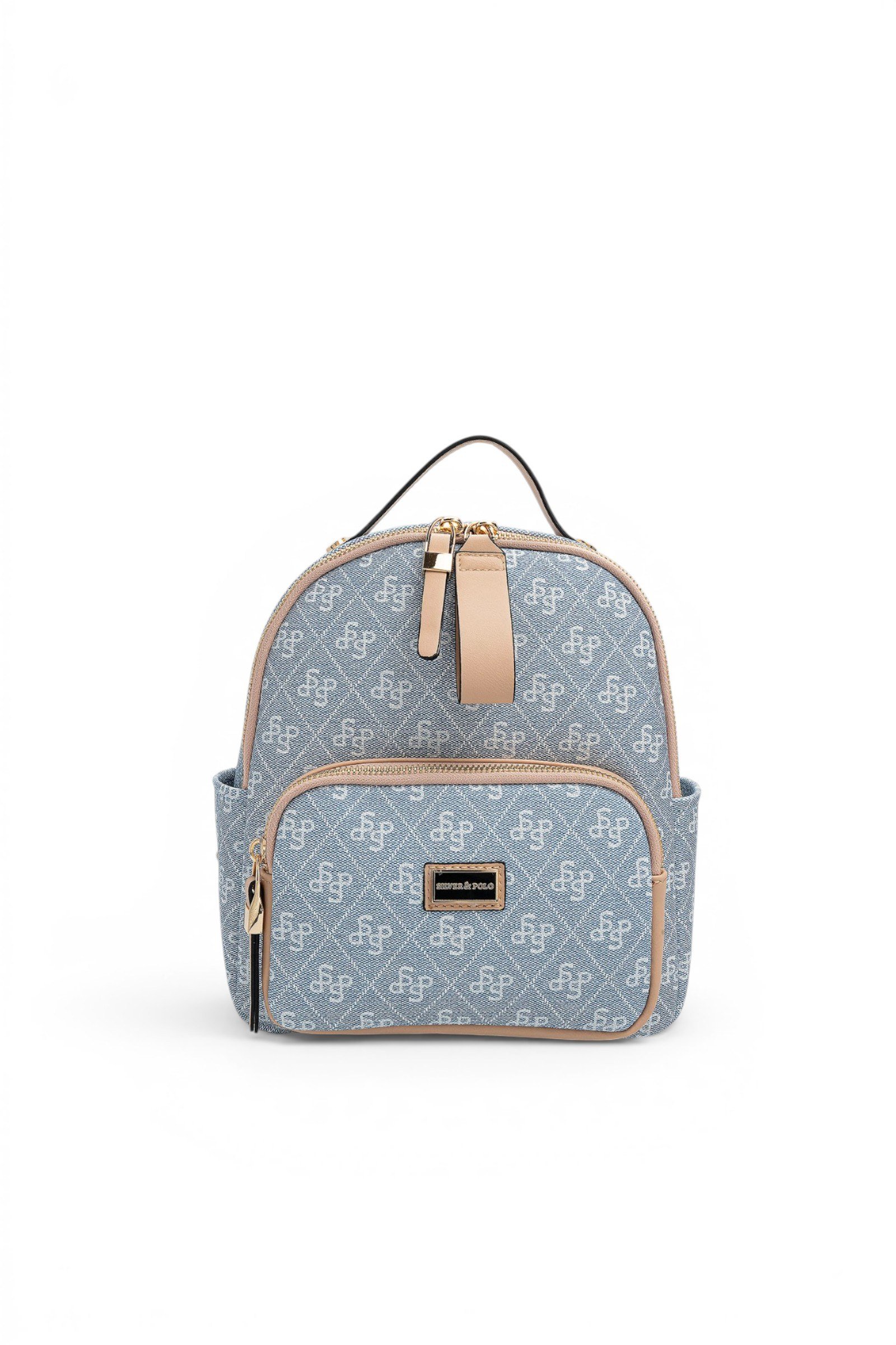 SP1130 Kadın Sırt Çantası Monogram Mavi - Ten SP1130-M178