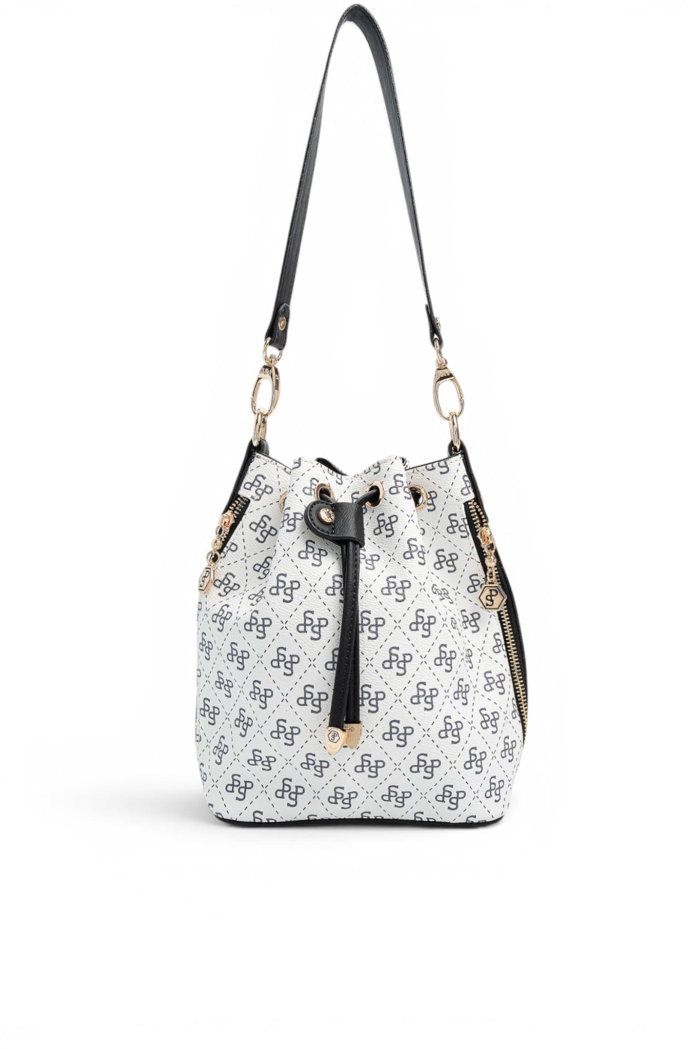 SP1137 Kadın Omuz Çantası Monogram Beyaz - Siyah SP1137-M178