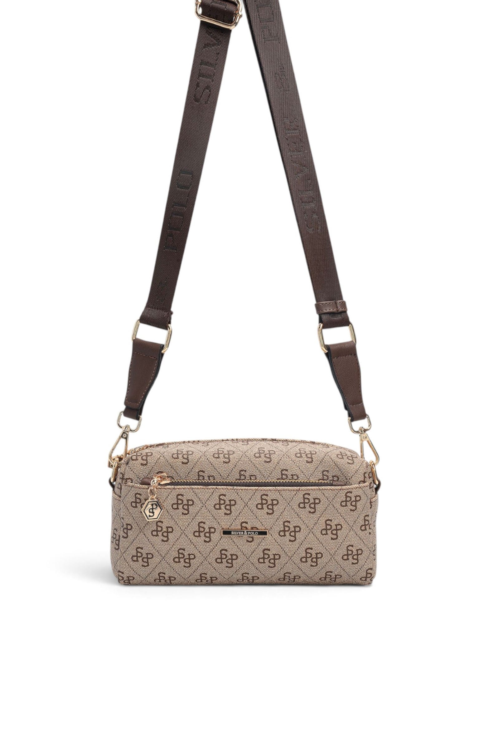 SP1142 Kadın Çapraz Çanta Monogram Koyu Bej - Kahve SP1142-M178