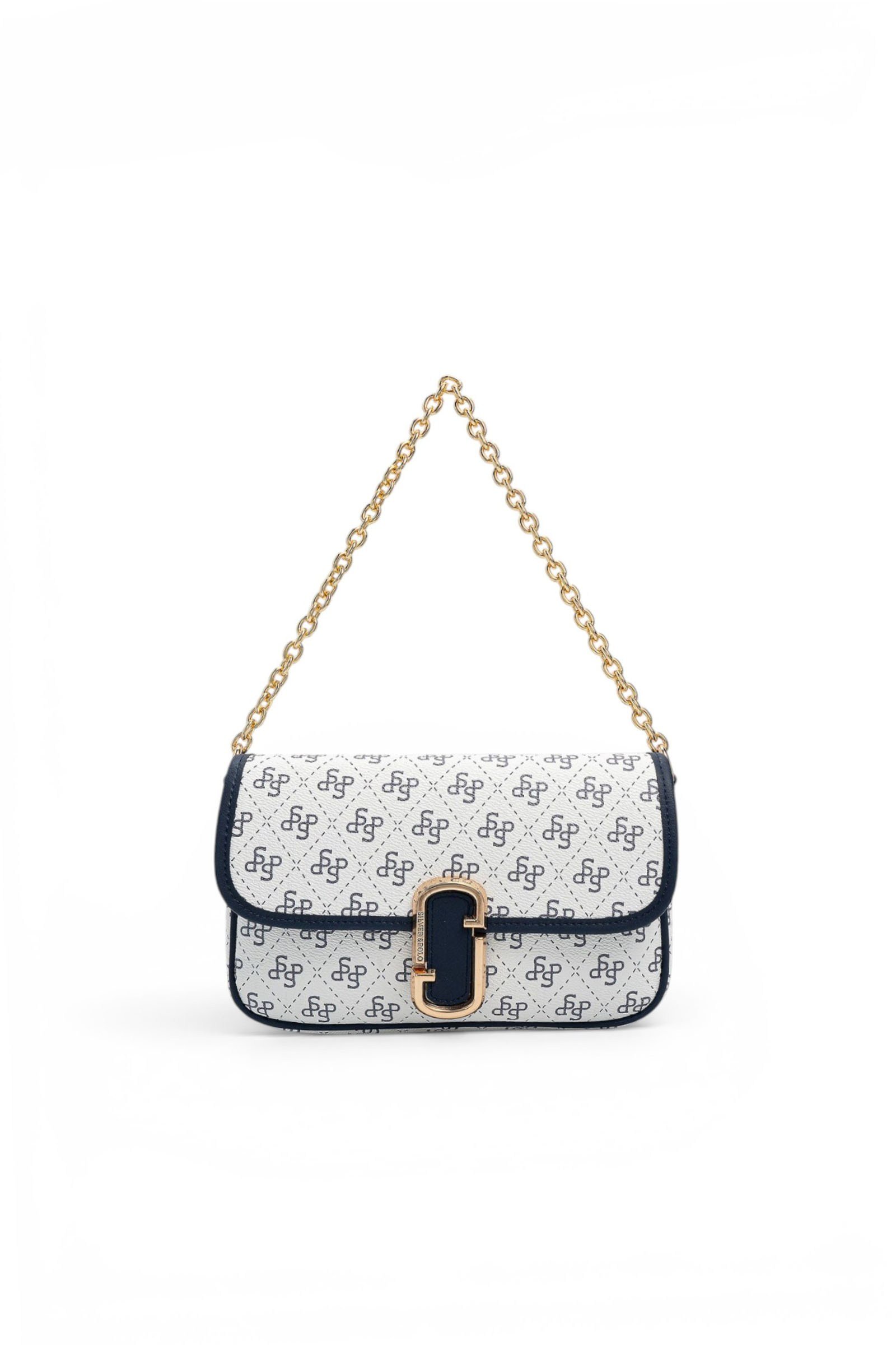 SP1171 Kadın Omuz Çantası Monogram Beyaz - Lacivert SP1171-M178