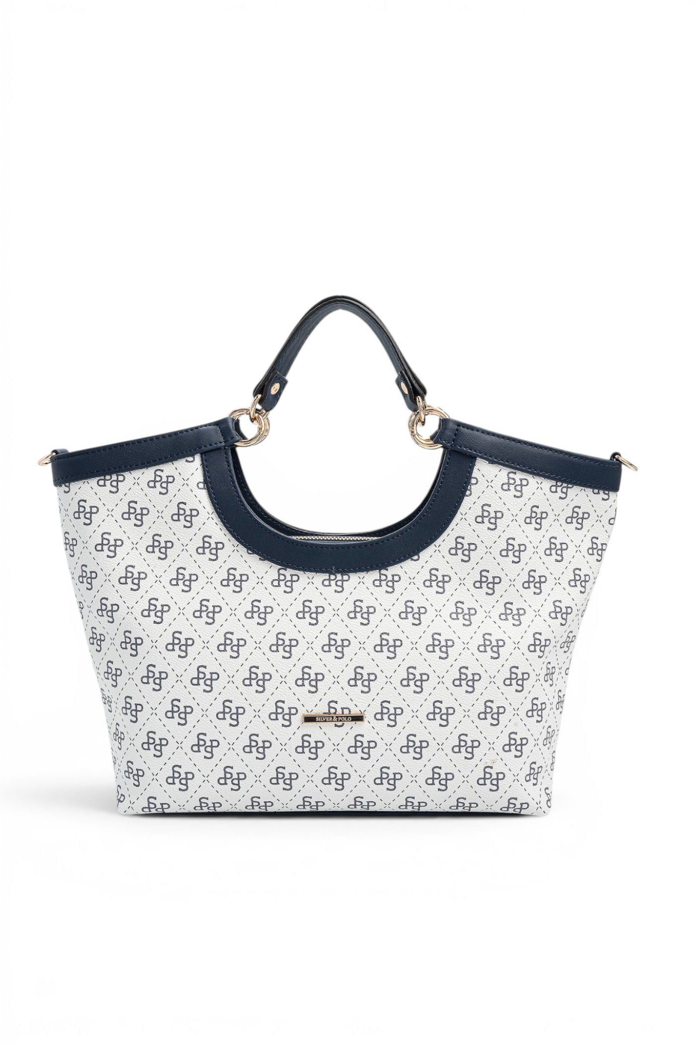 SP1189 Kadın El Çantası Monogram Beyaz - Lacivert SP1189-M178