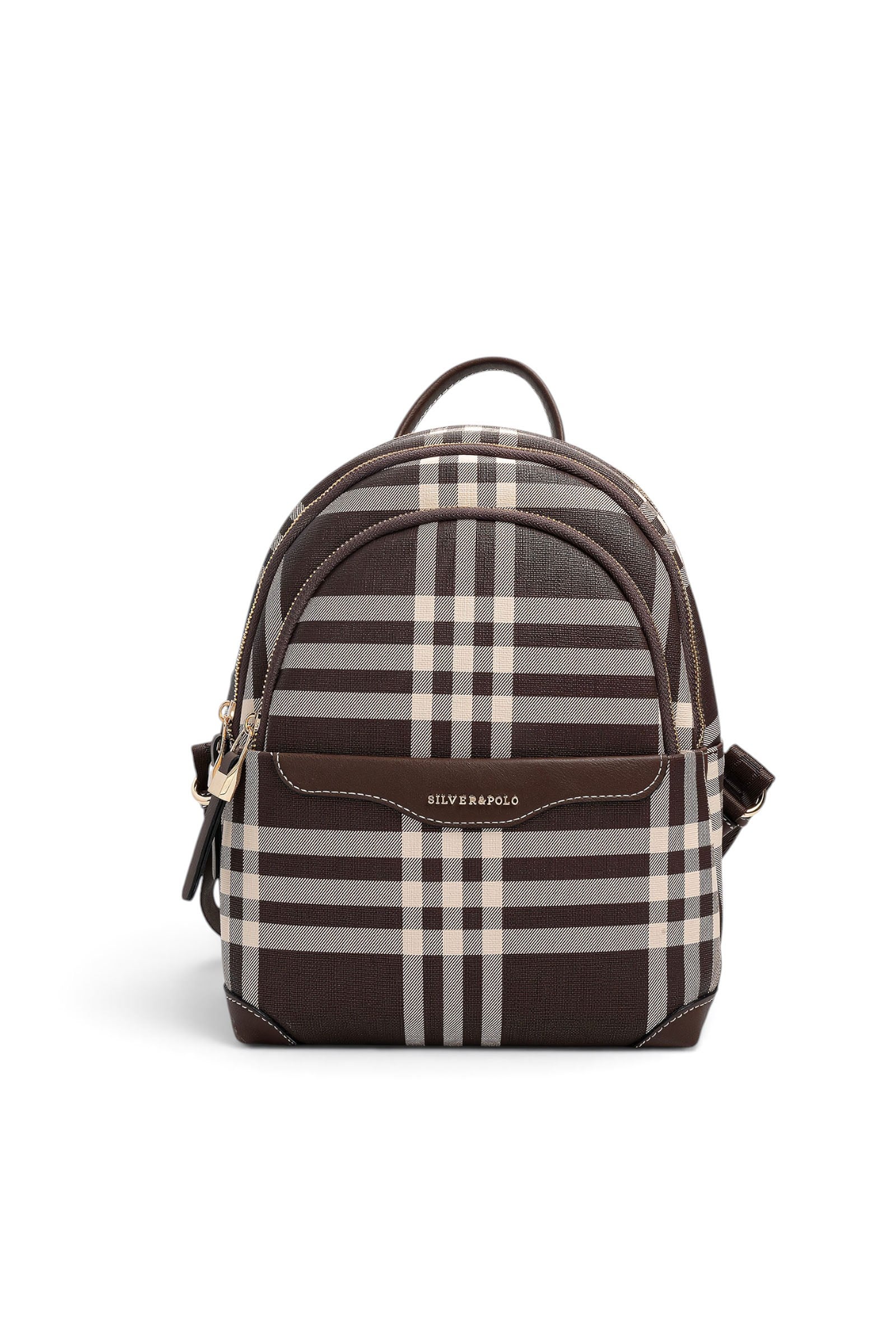 SP1265 Kadın Sırt Çantası Ekose Kahve - Kahve SP1265-M212
