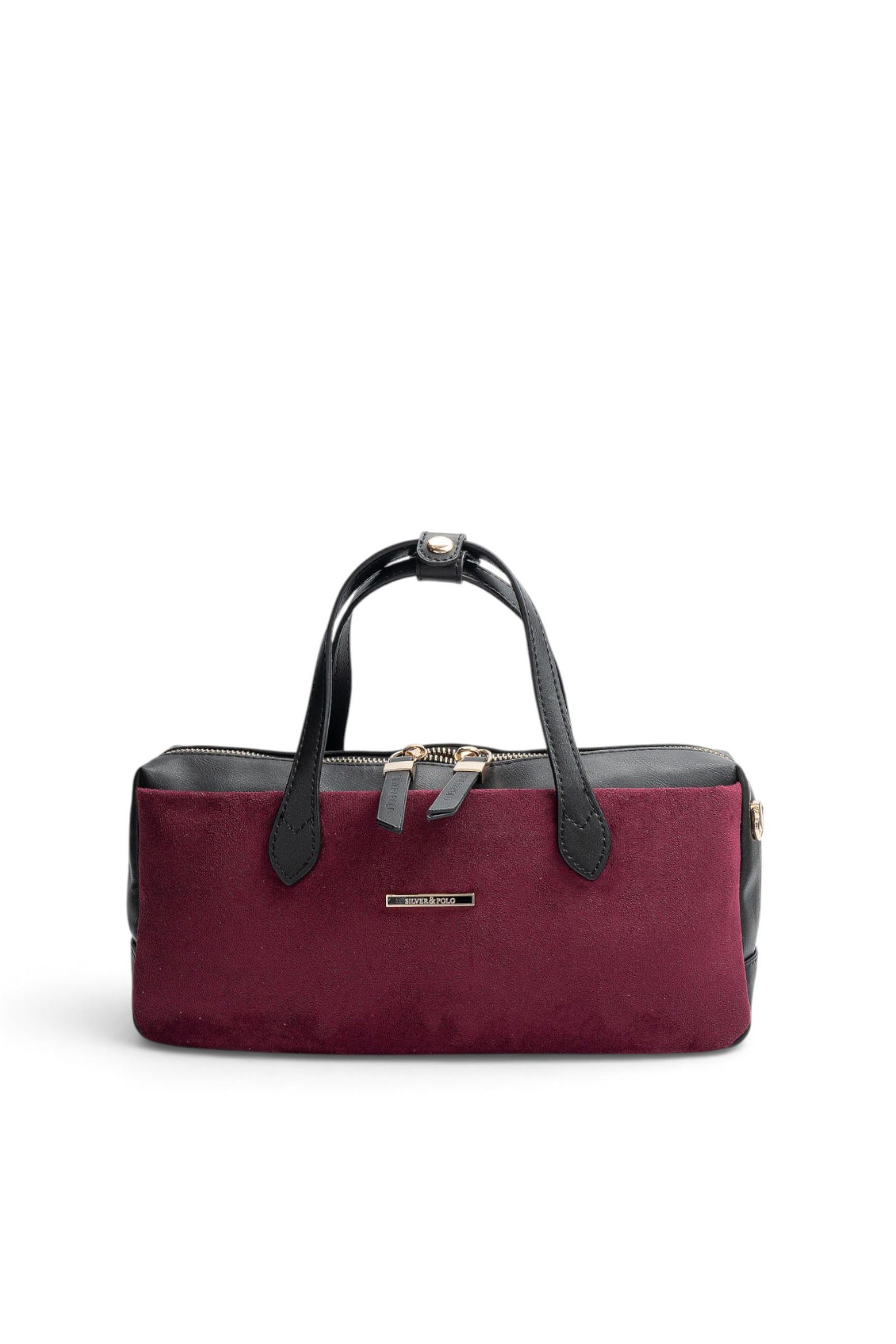 SP1276 Kadın El Çantası Süet Bordo - Siyah SP1276-M12