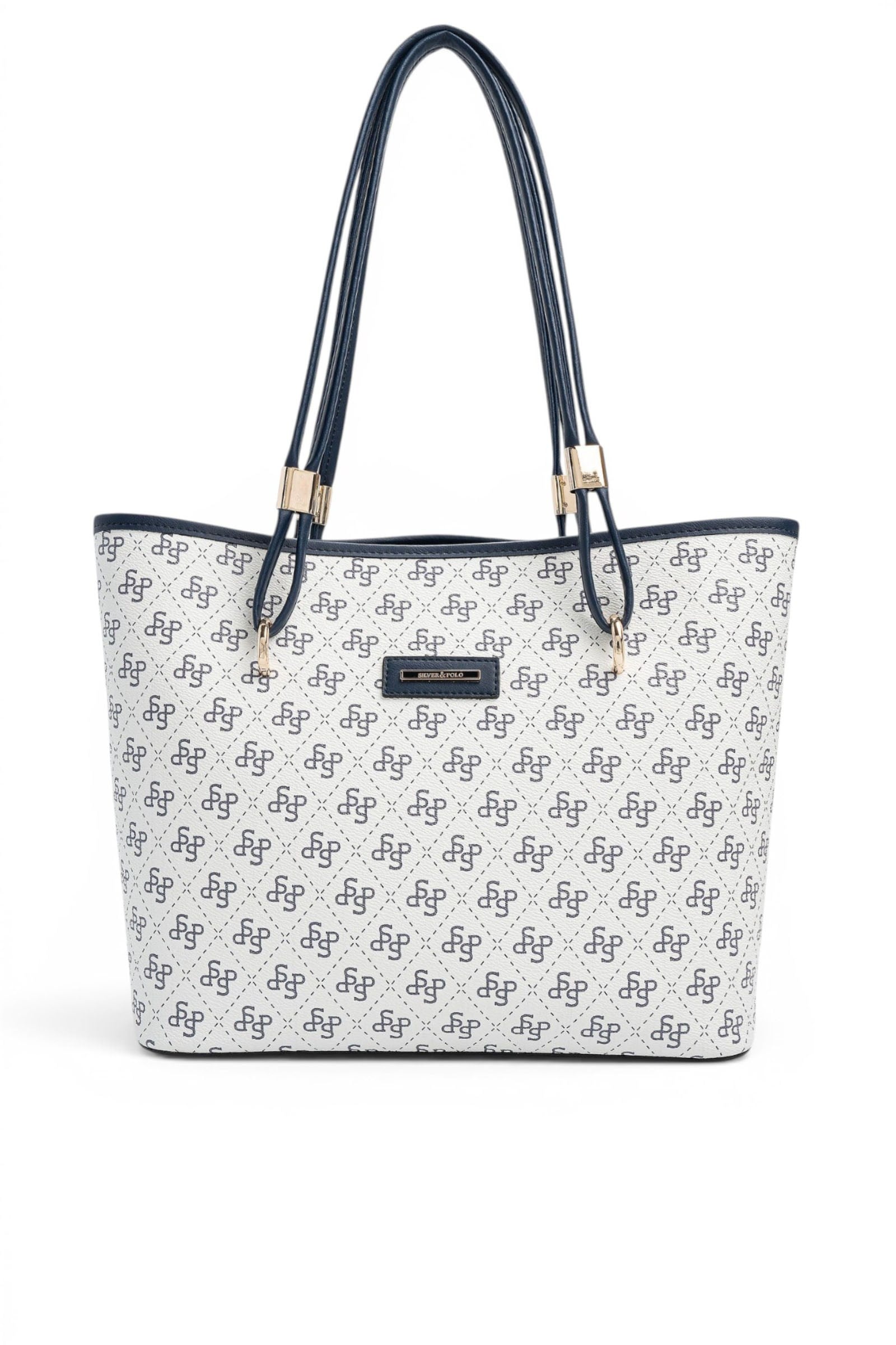 SP1282 Kadın Omuz Çantası Monogram Beyaz - Lacivert SP1282-M178