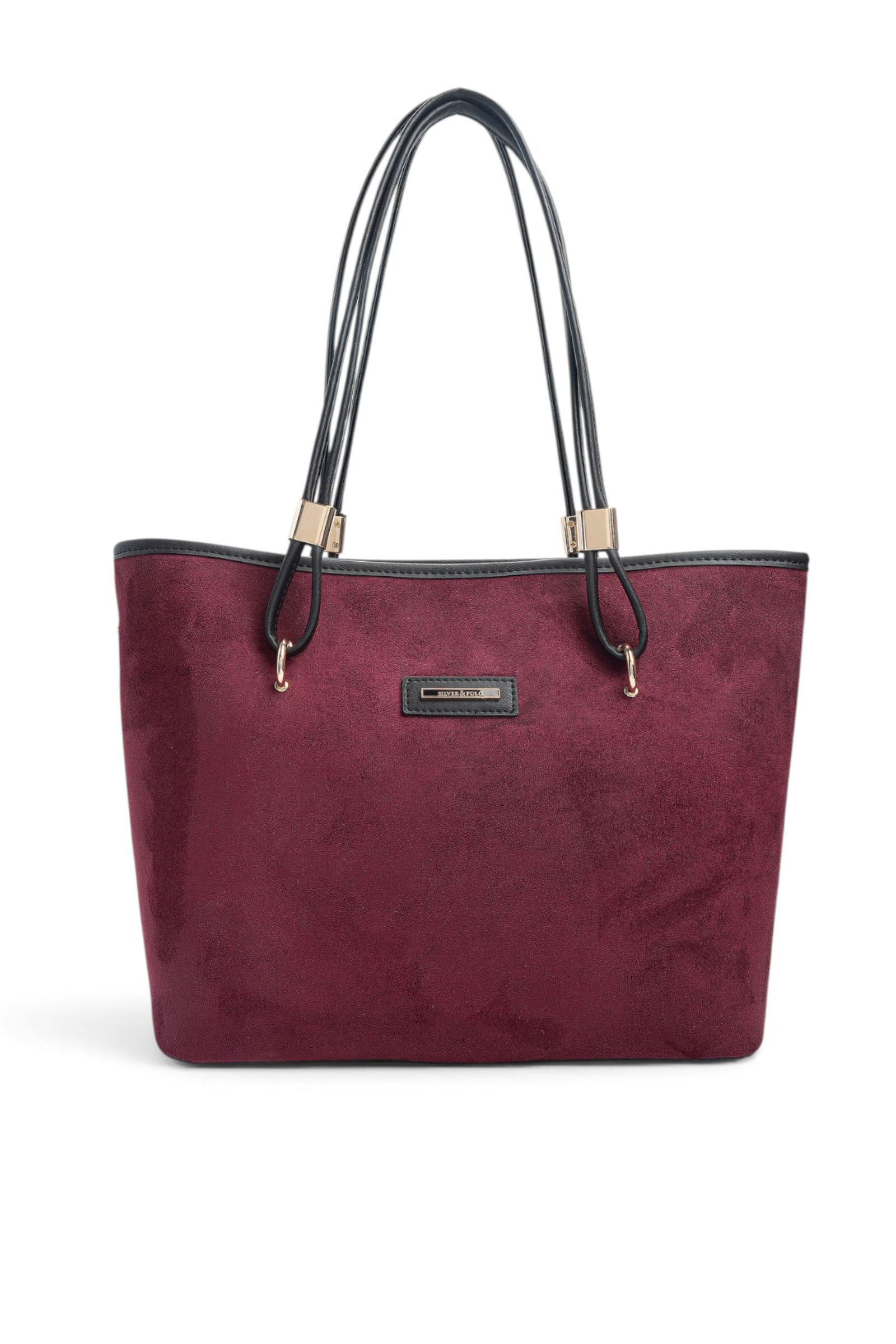 SP1282 Kadın Omuz Çantası Süet Bordo - Siyah SP1282-M12