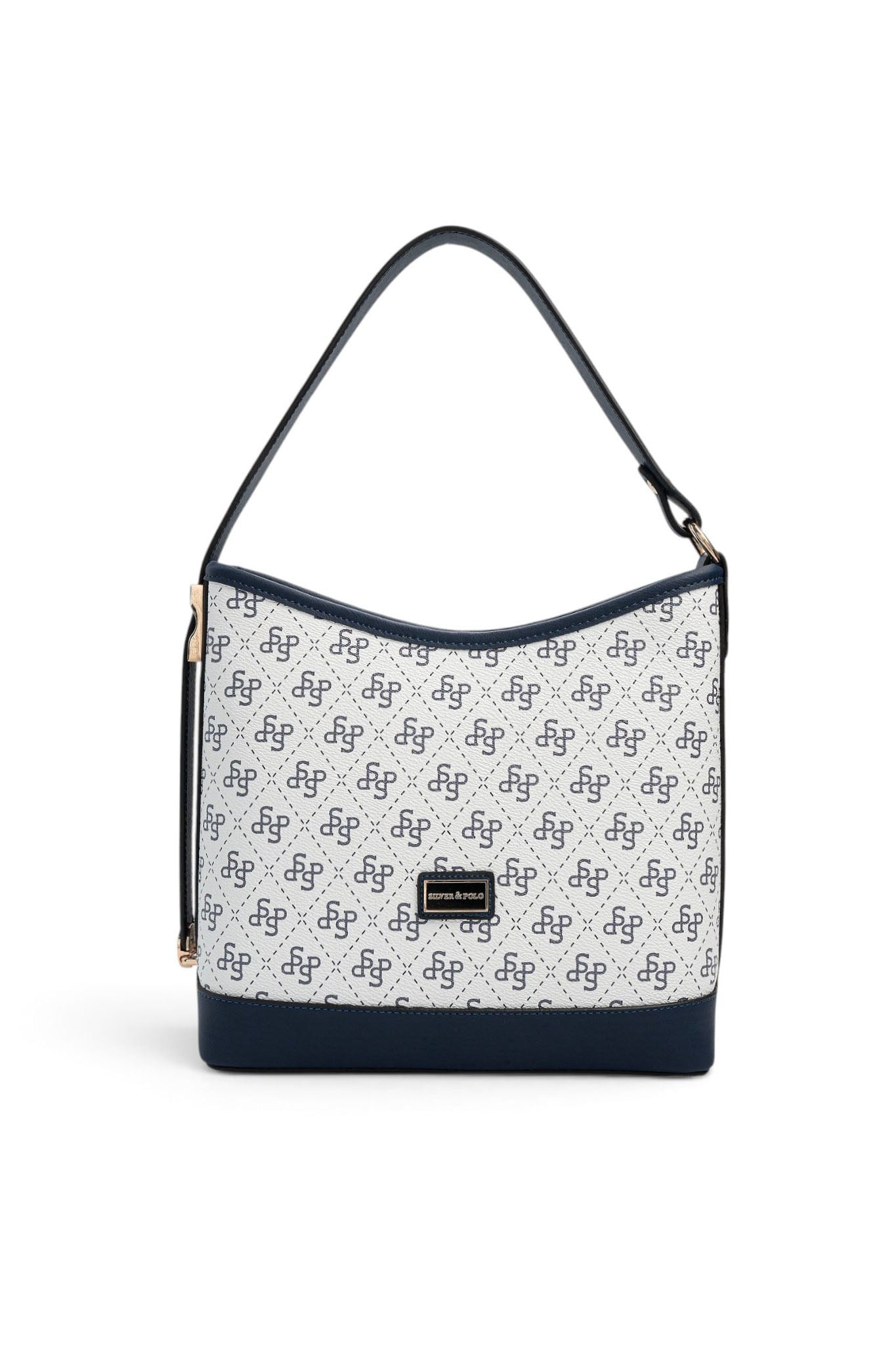 SP1286 Kadın Omuz Çantası Monogram Beyaz - Lacivert SP1286-M178