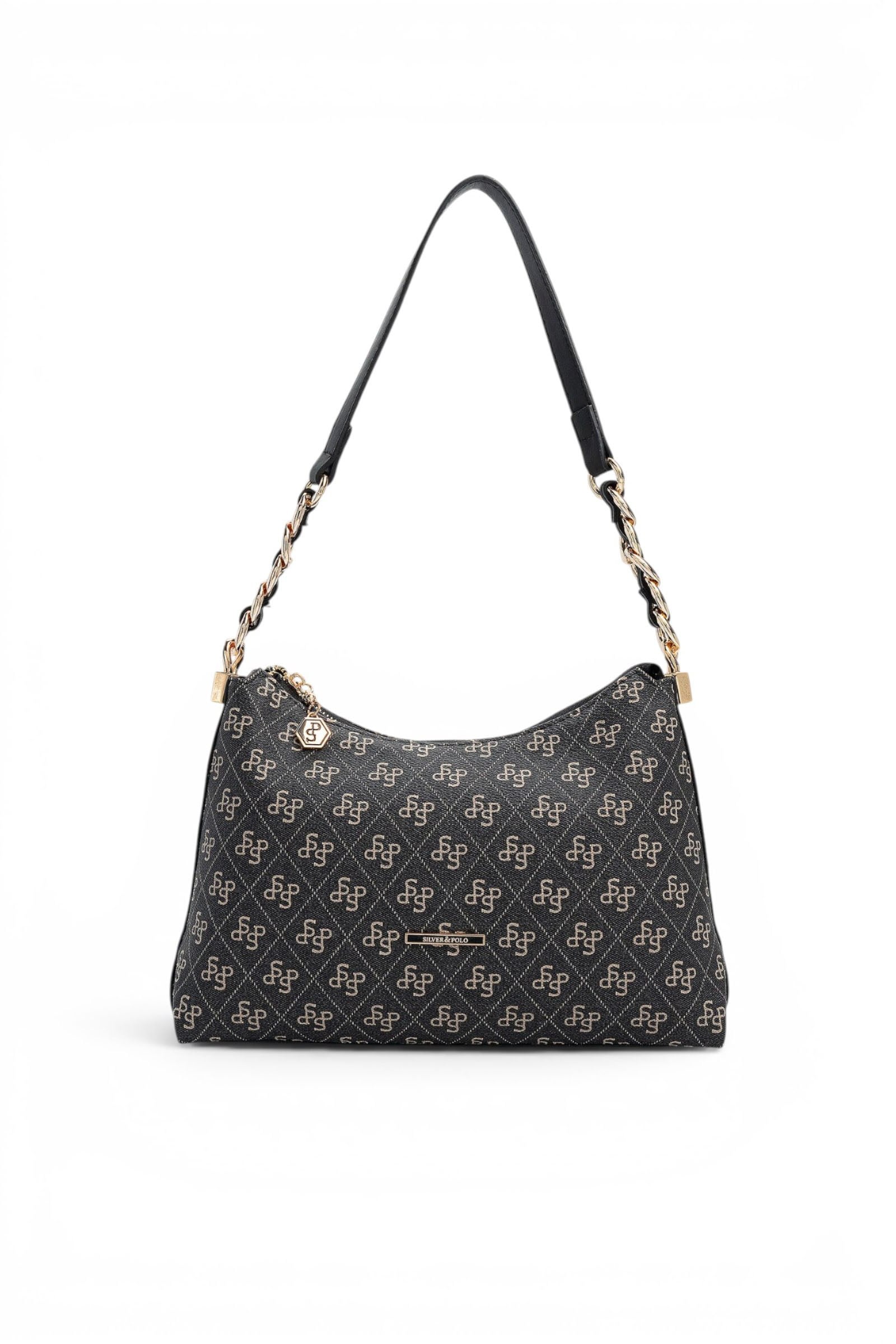 SP1290 Kadın Omuz Çantası Monogram Füme - Siyah SP1290-M178