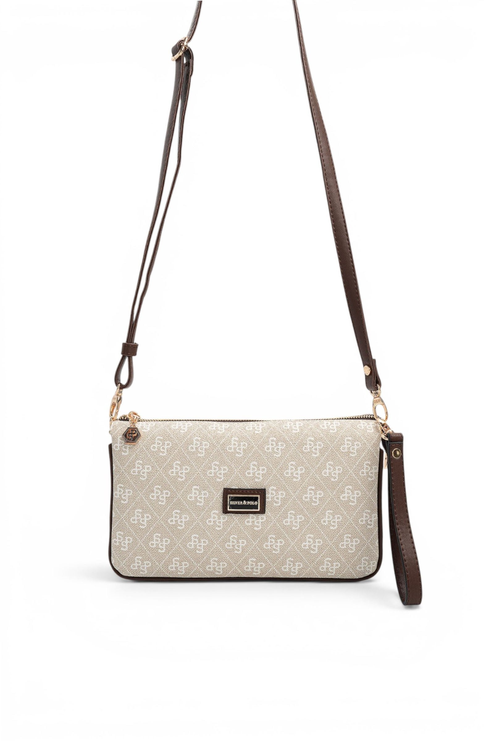 SP1291 Kadın Çapraz Çanta Monogram Taş - Kahve SP1291-M178