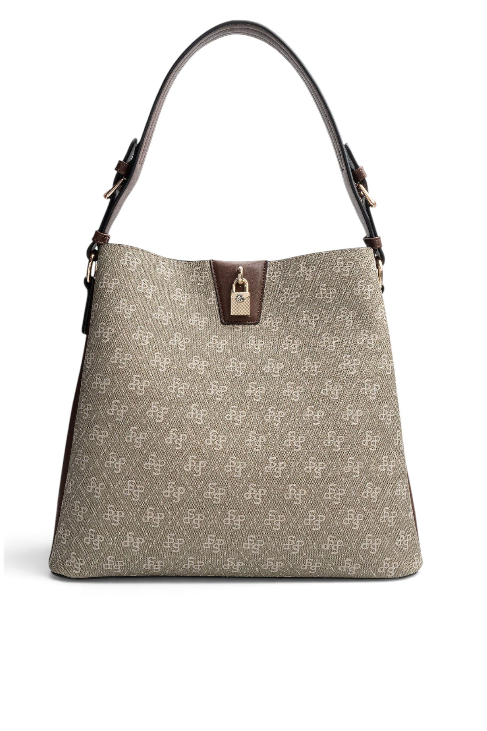 SP1295 Kadın Omuz Çantası Monogram Y.Yeşil - Kahve SP1295-M178