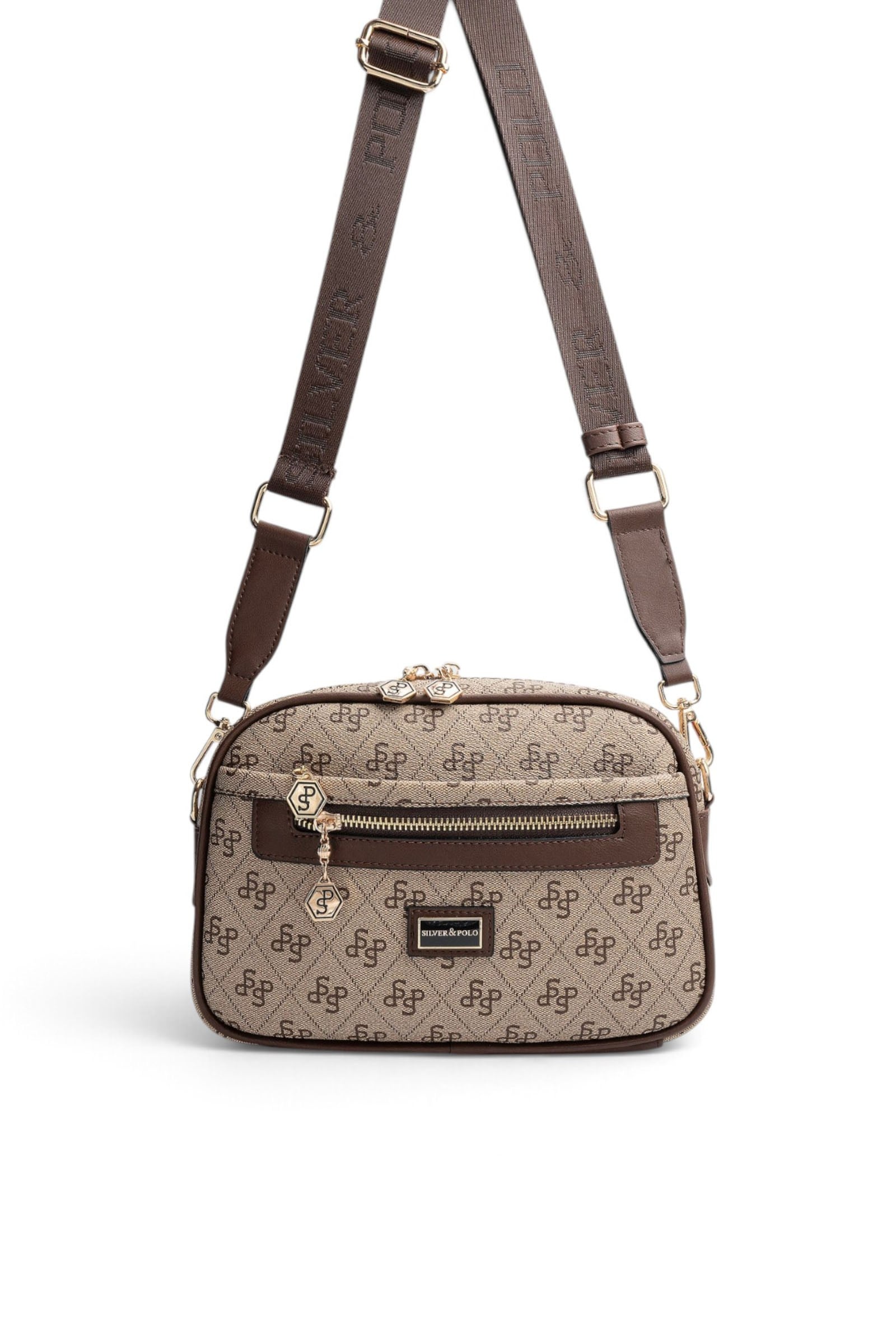 SP1297 Kadın Çapraz Çanta Monogram Koyu Bej - Kahve SP1297-M178