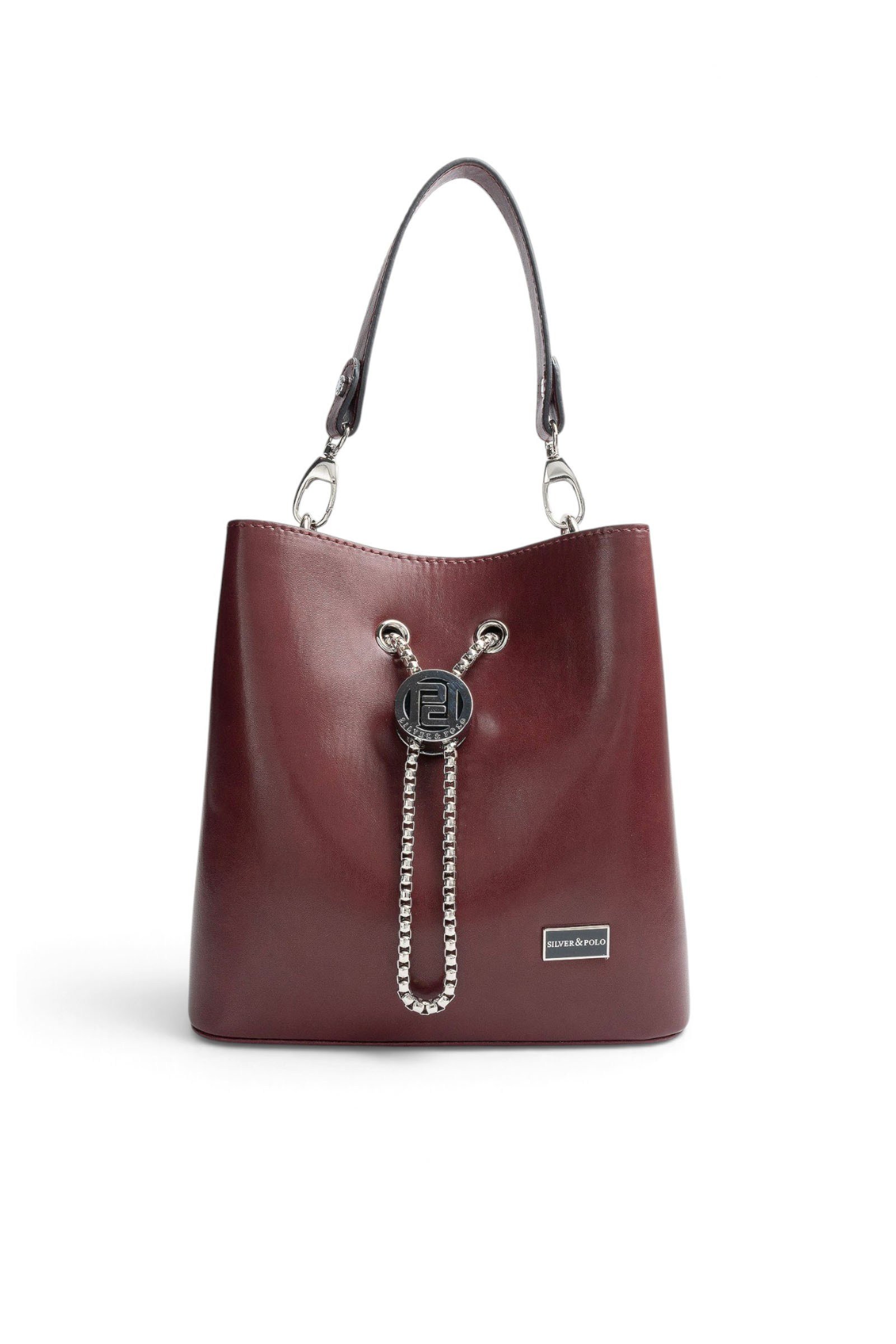 SP967 Kadın Çapraz Çanta Düz Cilt Bordo - Bordo SP967-M224