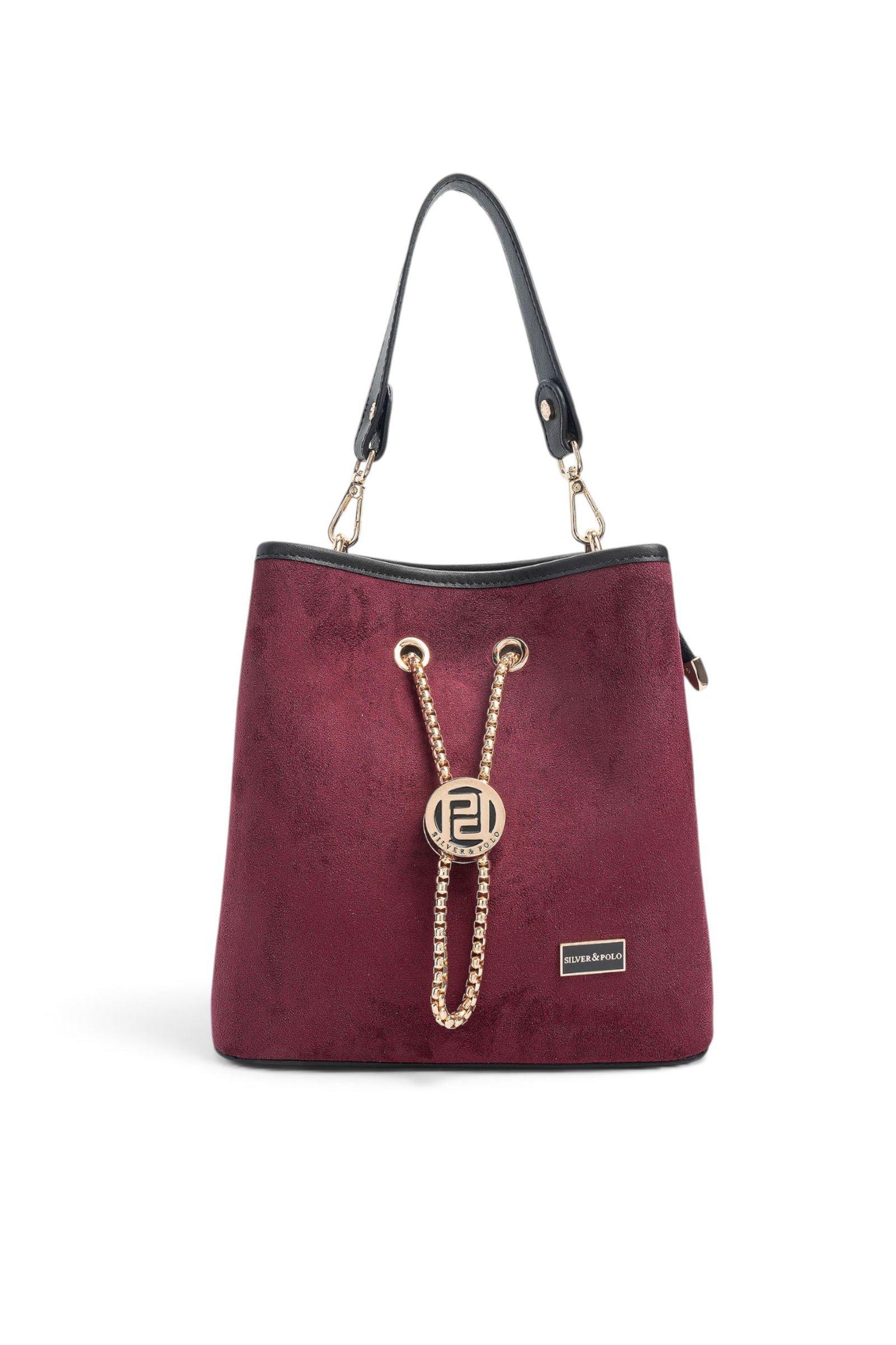 SP967 Kadın Çapraz Çanta Süet Bordo - Siyah SP967-M12