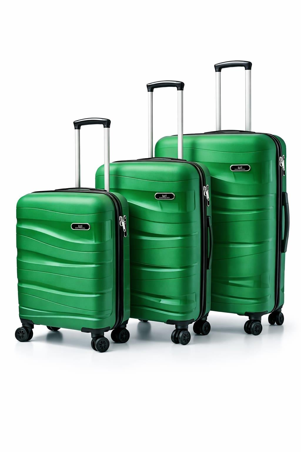 Basarideri Dalgalı Silikon 3'lü Valiz Set Benetton Yeşili