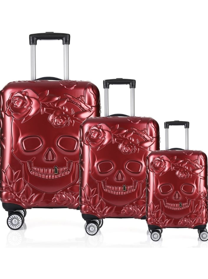 ÇÇS 5217 Kuru Kafa Polikarbon 3 Lü Valiz set - Bordo