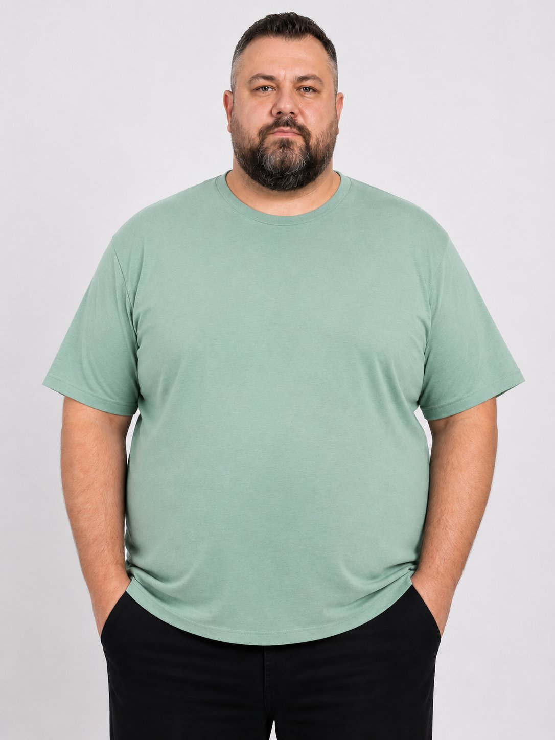 Çağla Erkek Büyük Beden Pamuklu Likralı Bisiklet Yaka T-Shirt