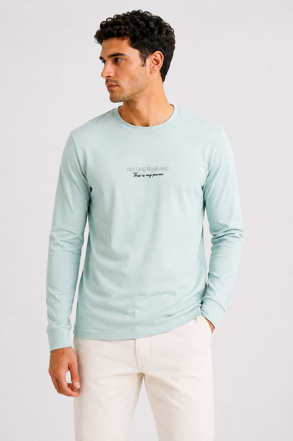 Mint Erkek Bisiklet Yaka Enjeksyin Baskılı Oysho Sweatshirt