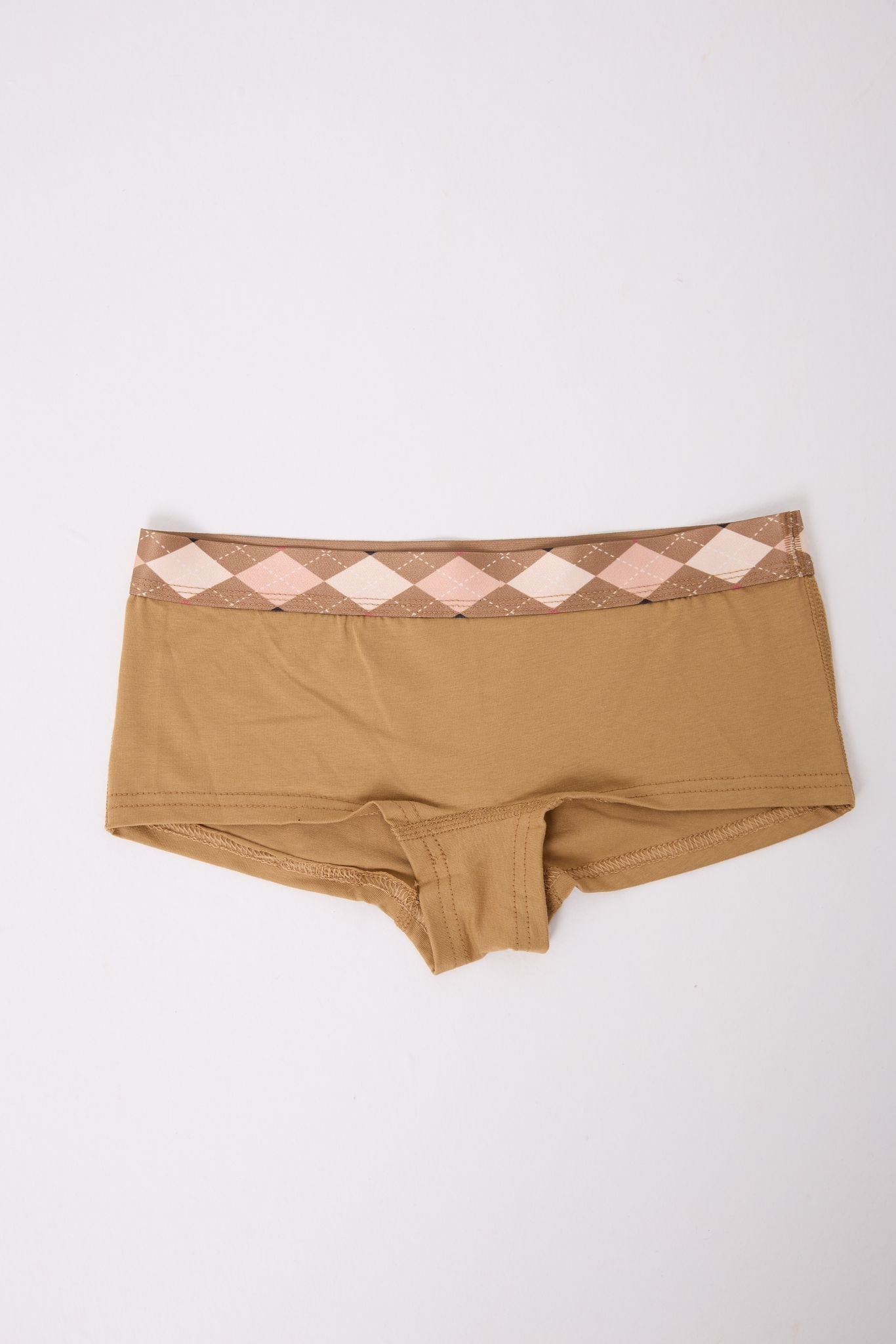 Pamuklu Likralı Baskılı  Boyshort 3'lü Set Kadın Külot Kahve