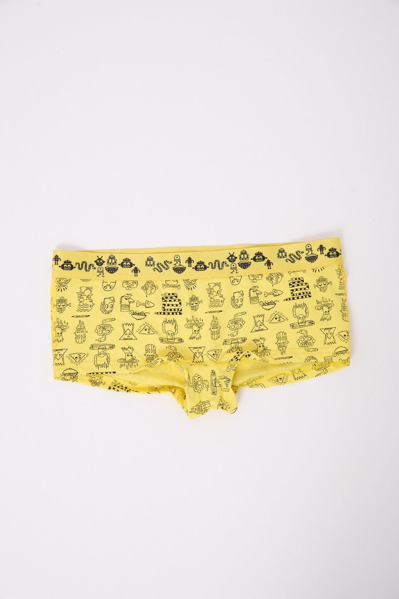 Pamuklu Likralı Baskılı  Boyshort 3'lü Set Kadın Külot Desenli Sarı