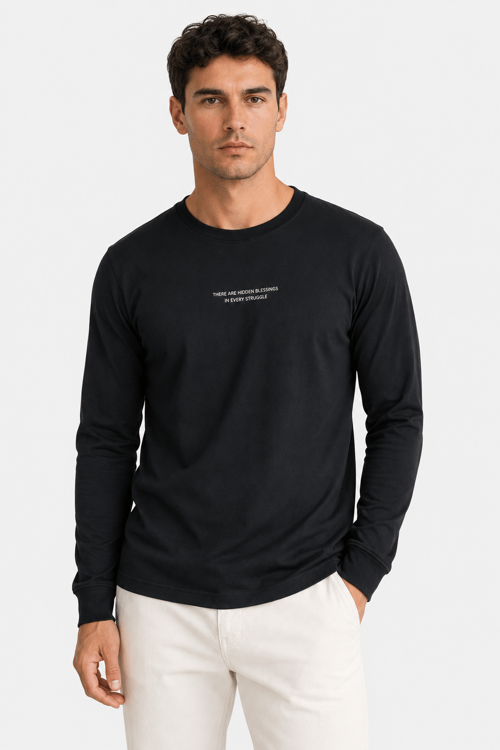 Siyah Erkek Bisiklet Yaka Enjeksyin Baskılı Oysho Sweatshirt