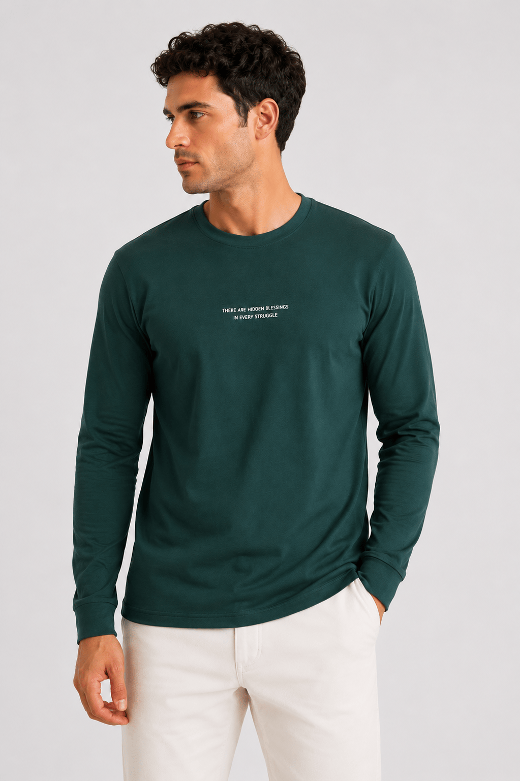 Yeşil Erkek Yarım Fermuarlı Polo Yaka Şardonlu Oysho Sweatshirt
