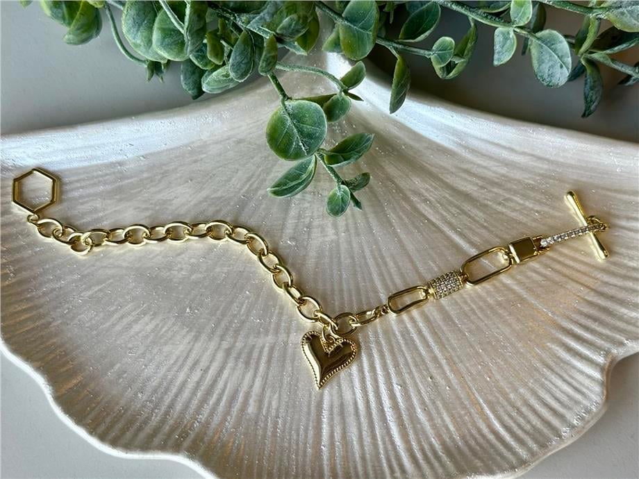 14K Kalp Charm'lı Çubuk Xuping Bileklik